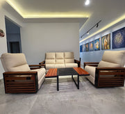 Beige living room set with wooden touches - Vitrine Furniture - Furniture