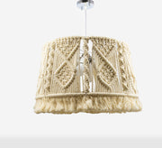 Beige Macrame Ceiling Lamp with Diamond Design - Vitrine Furniture - Lighting