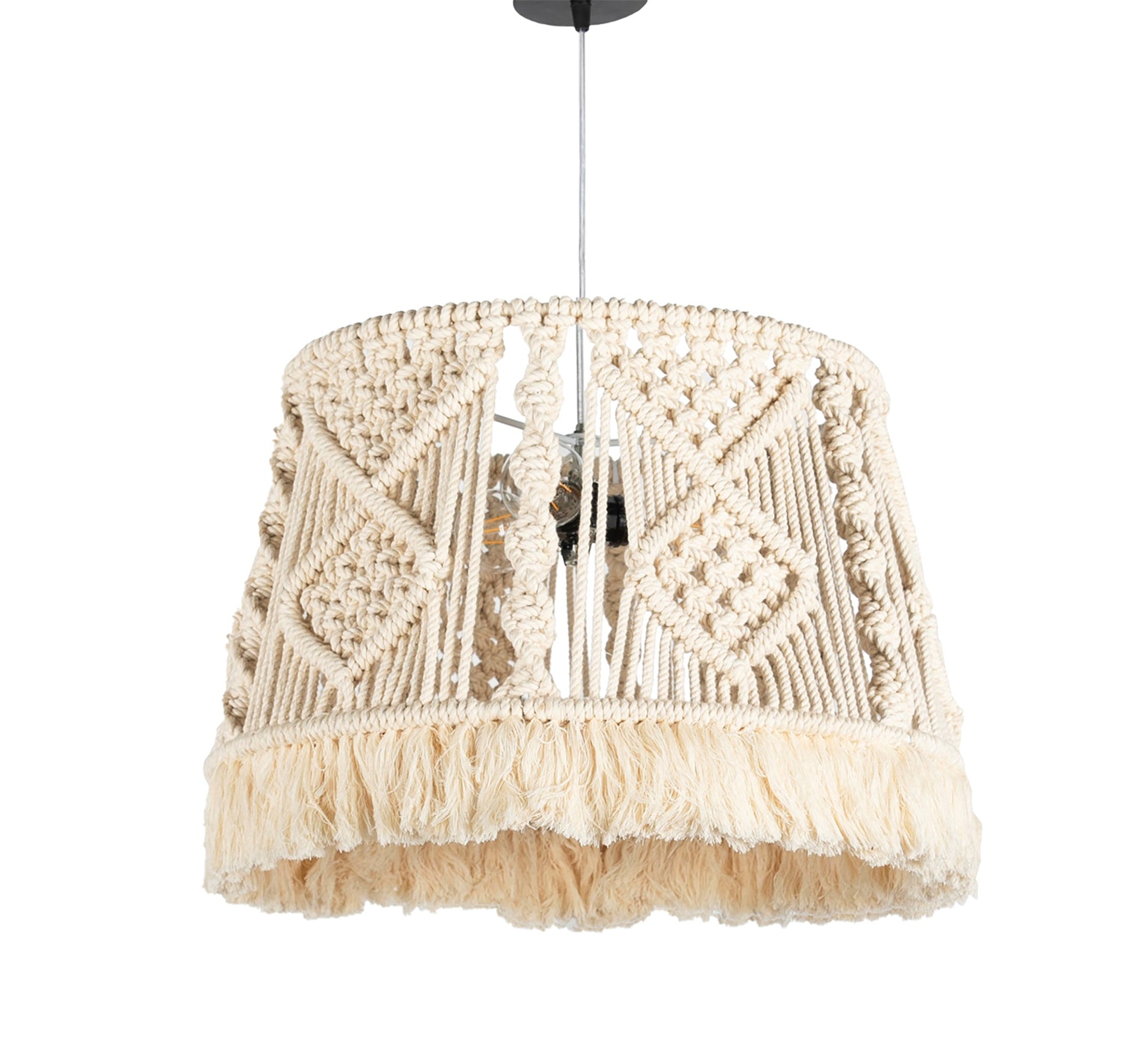 Beige macrame pendant lamp - Vitrine Furniture - Lighting