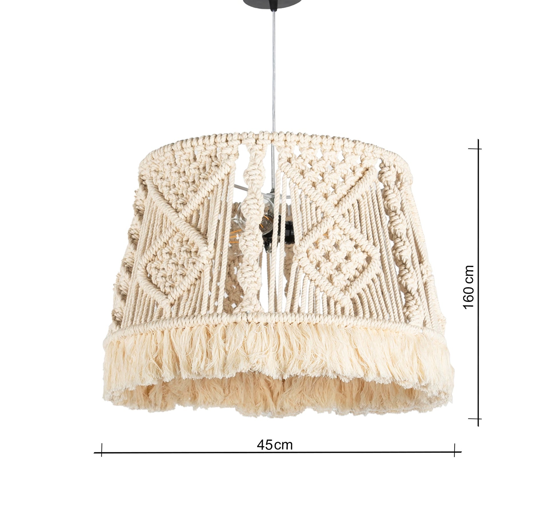 Beige macrame pendant lamp - Vitrine Furniture - Lighting