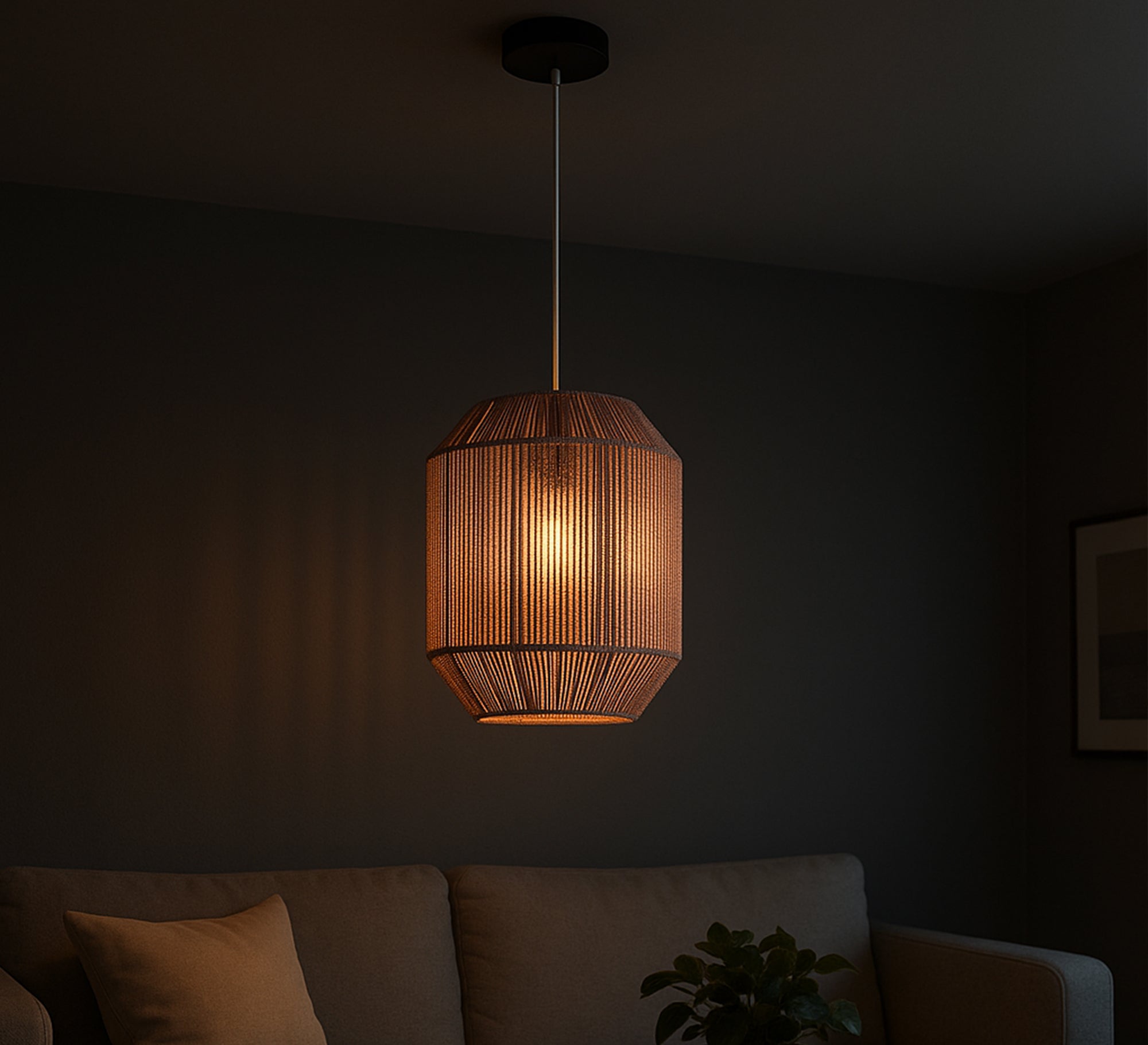 Beige macrame pendant light - Vitrine Furniture - Lighting