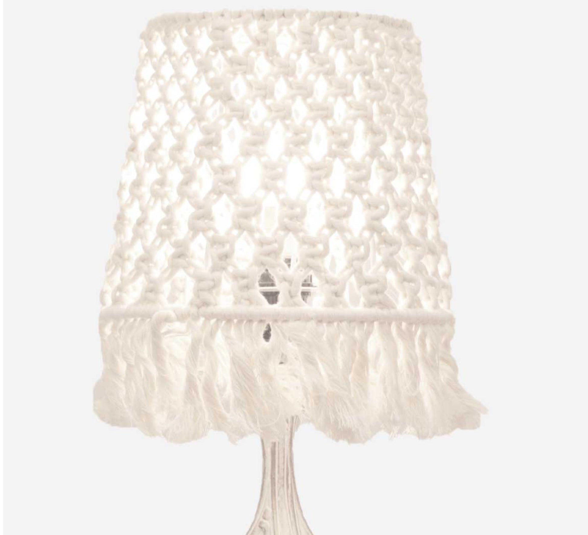 Beige macrame table lamp with ornate base - Vitrine Furniture - Lighting