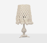 Beige macrame table lamp with ornate base - Vitrine Furniture - Lighting