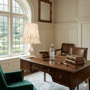 Beige macrame table lamp with ornate base - Vitrine Furniture - Table lamps