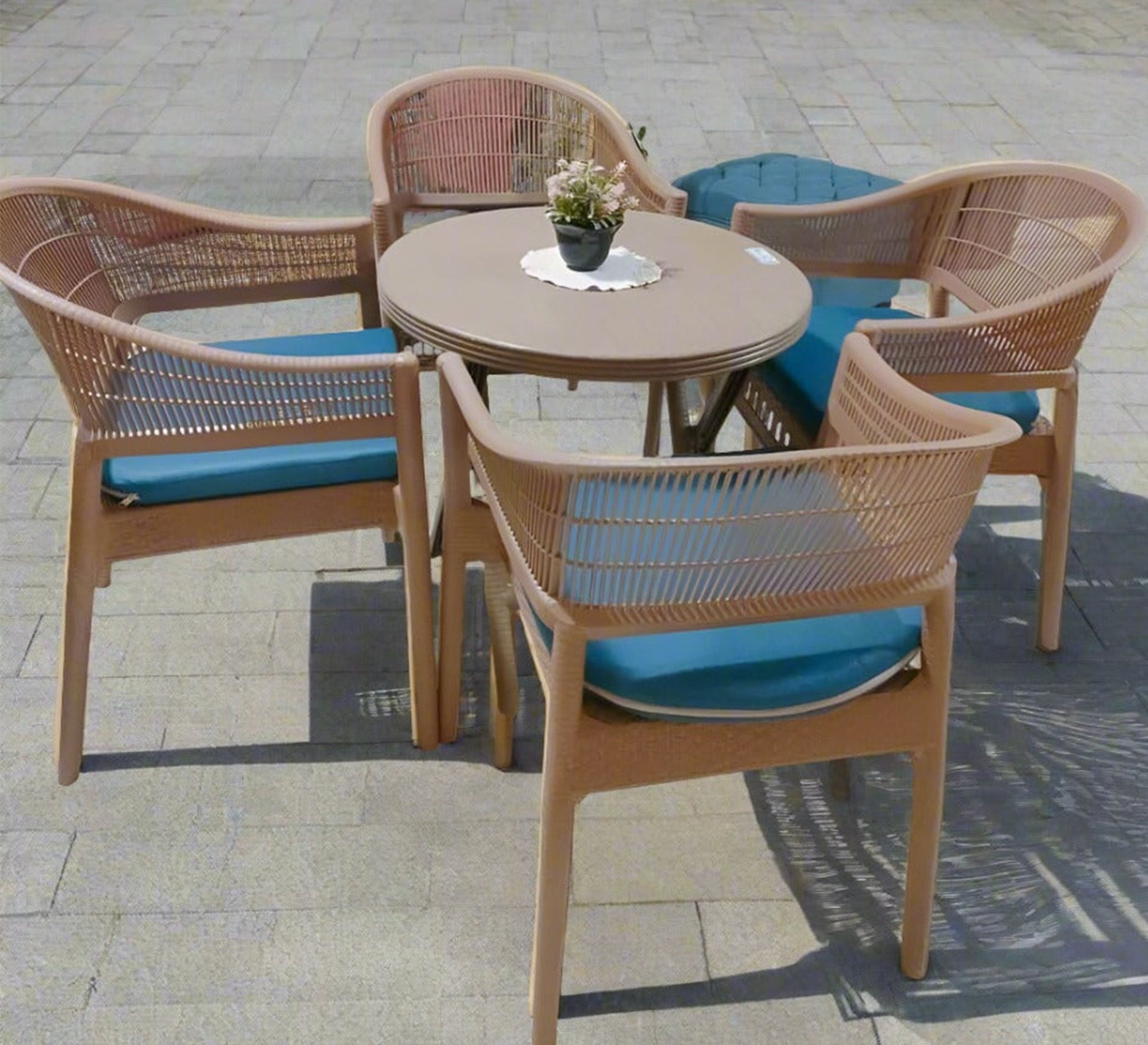 Beige patio set, turquoise blue, comfortable, stylish - Vitrine Furniture - Outdoor Products