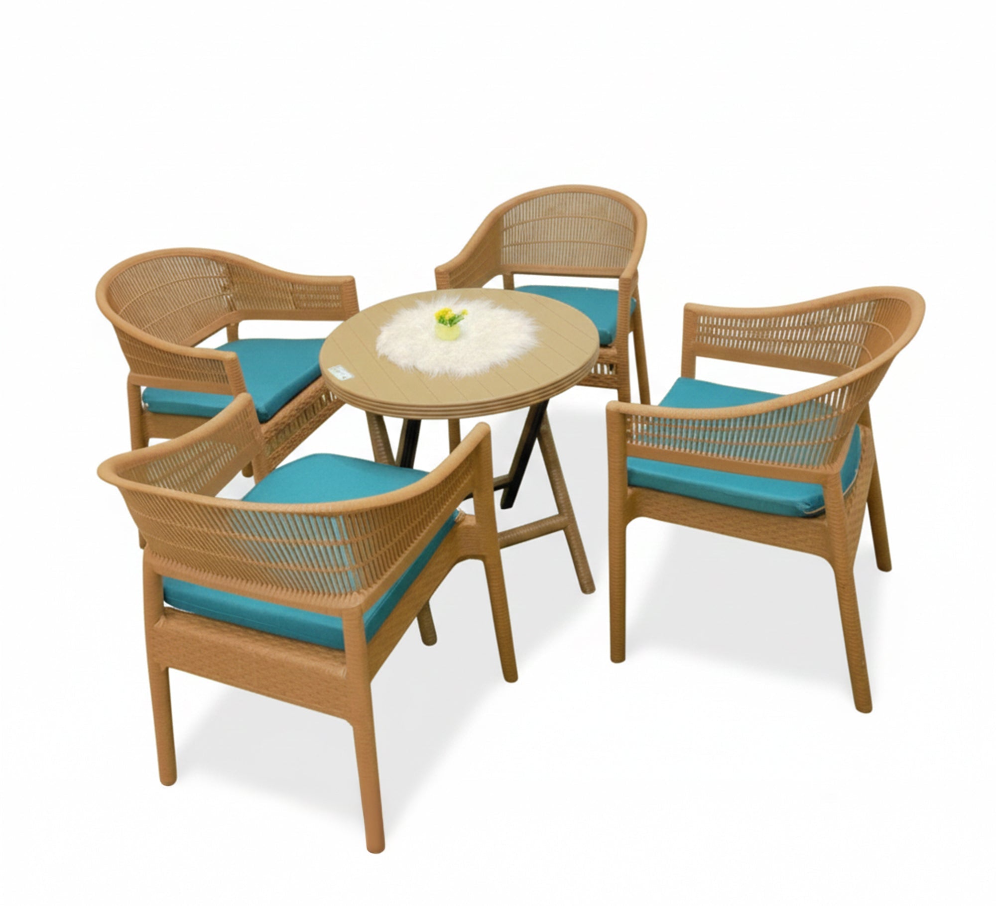 Beige patio set, turquoise blue, comfortable, stylish - Vitrine Furniture - Outdoor Products