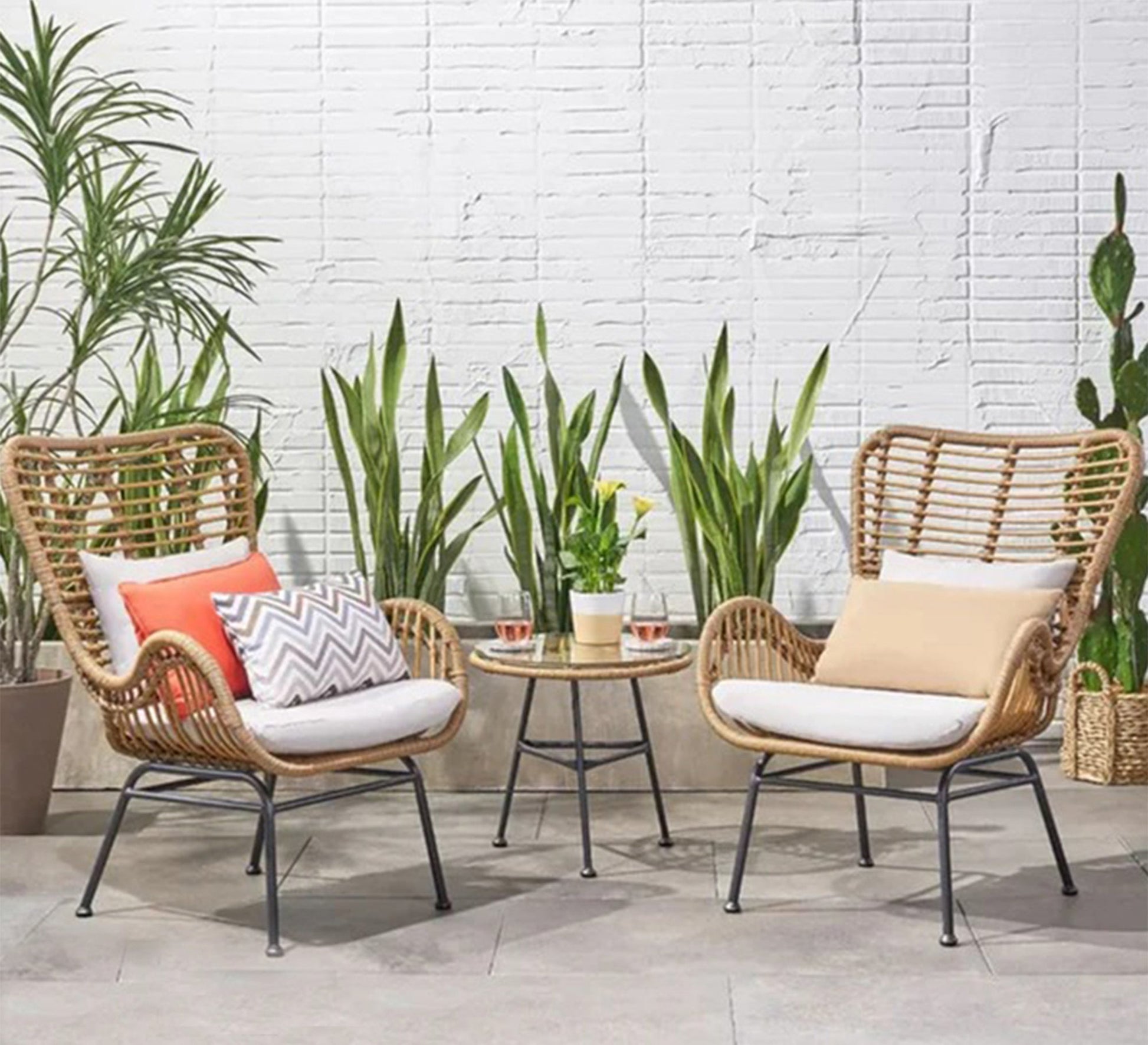 Beige rattan chairs set - Vitrine Furniture - Outdoor Products