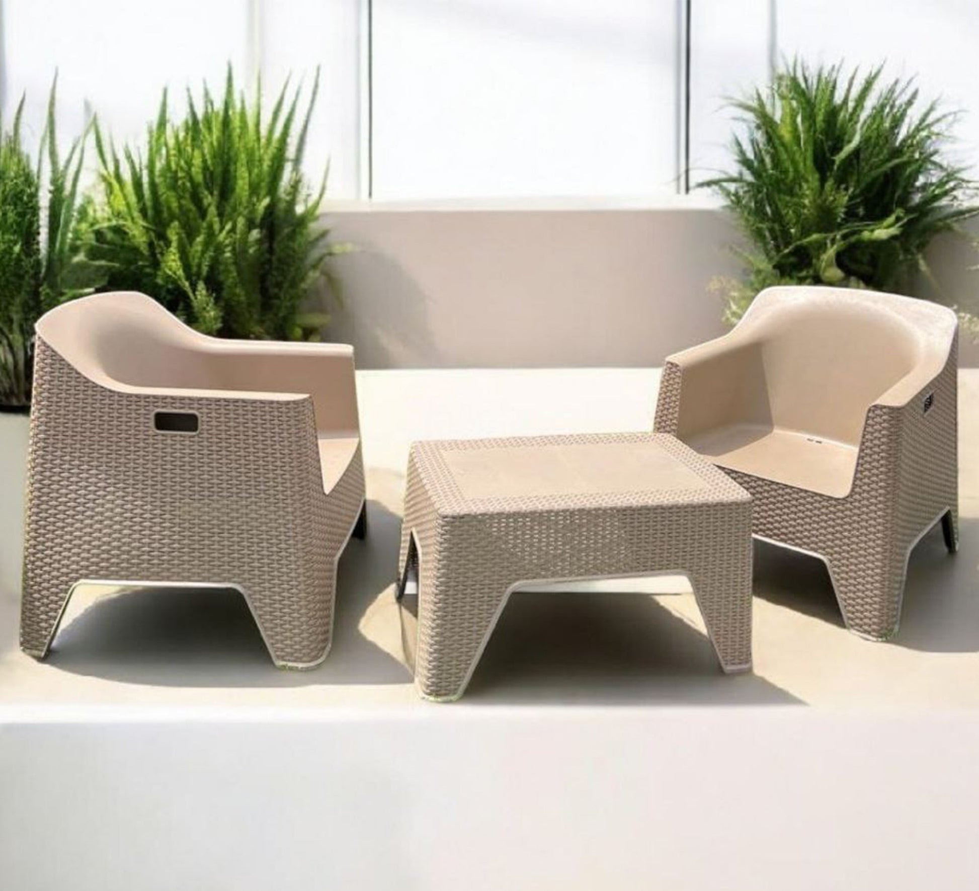 Beige rattan set, comfortable, stylish, and perfect for the garden - Vitrine Furniture - Outdoor Products
