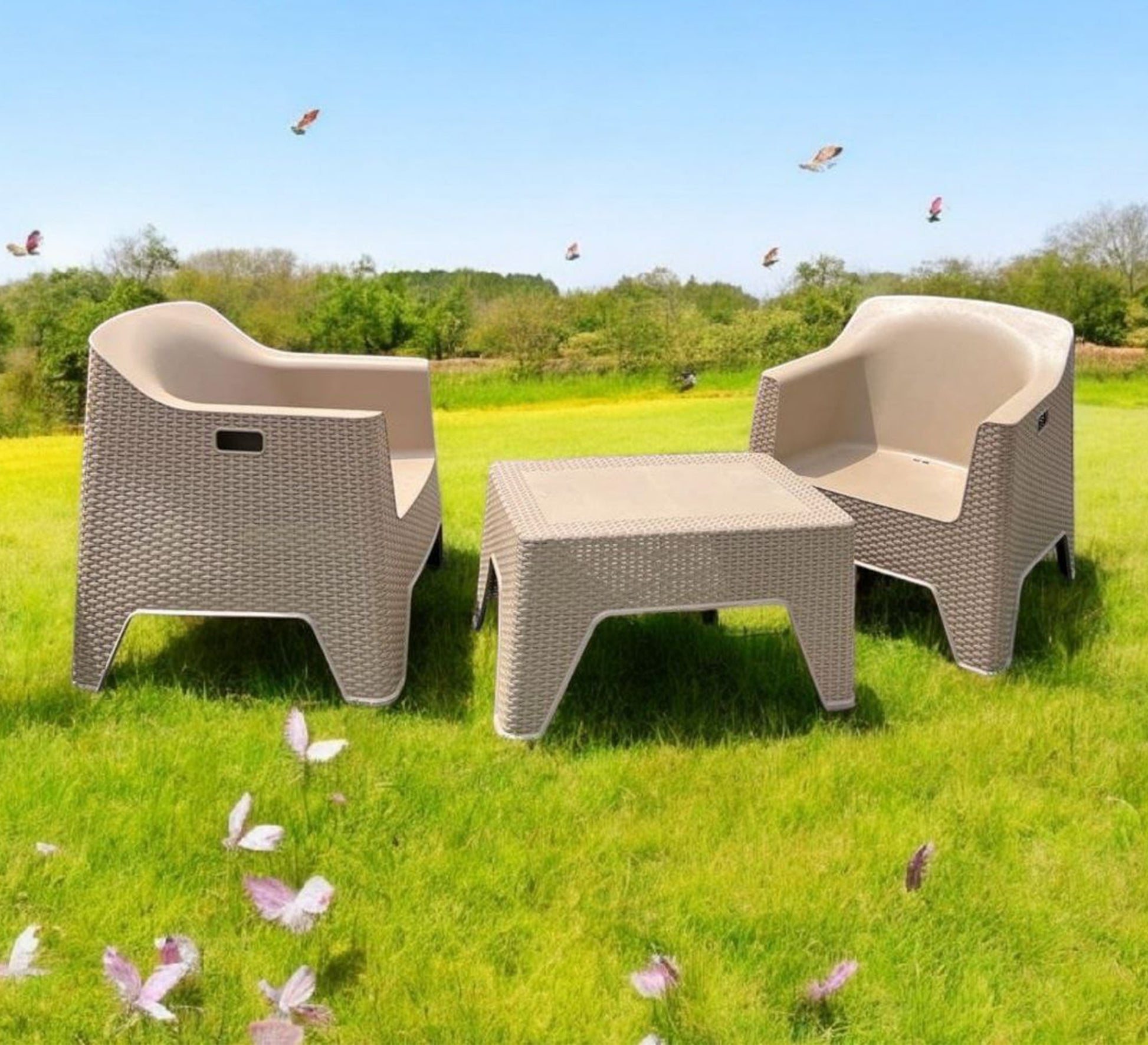Beige rattan set, comfortable, stylish, and perfect for the garden - Vitrine Furniture - Outdoor Products