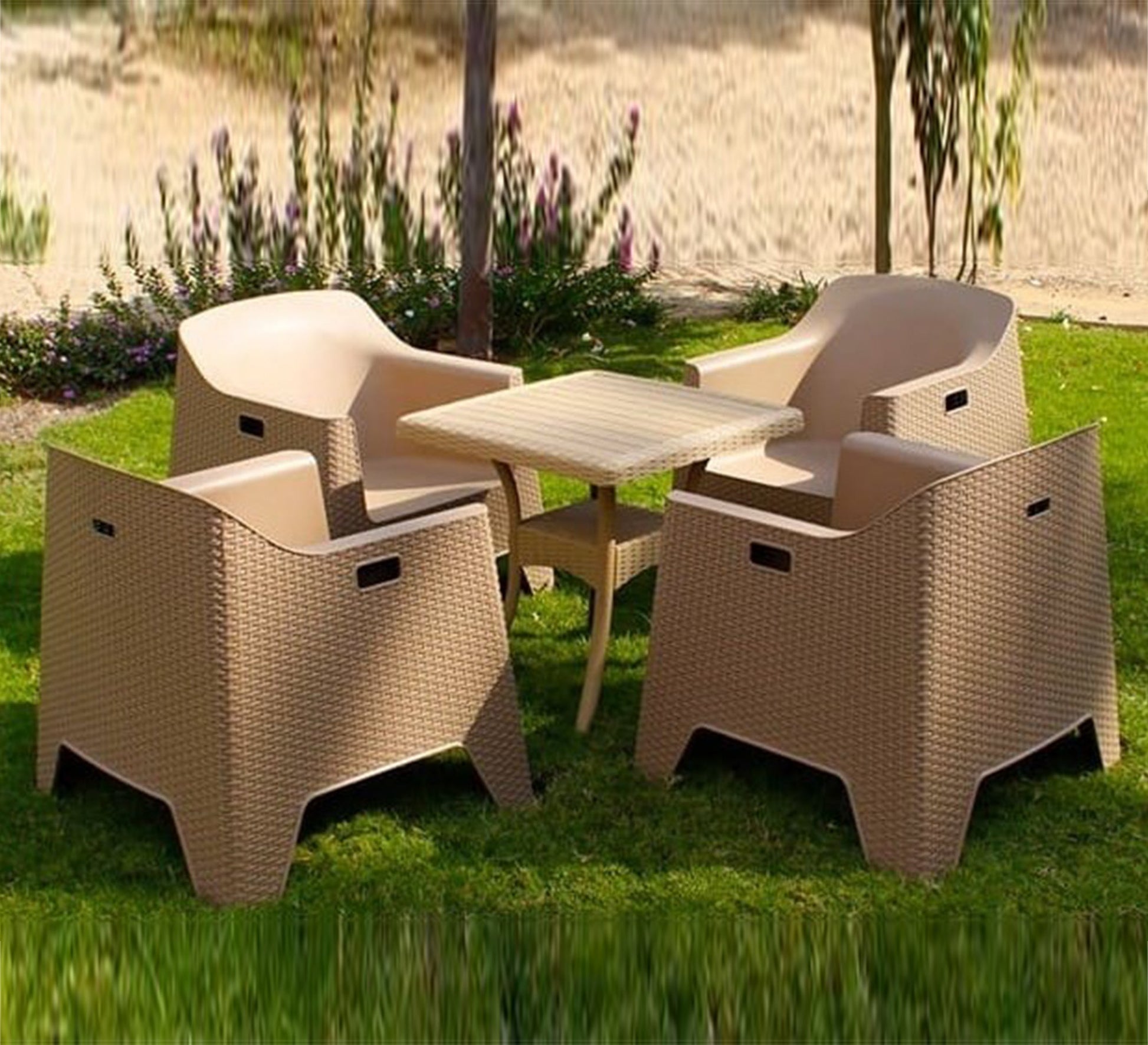 Beige rattan set, stylish, and comfortable, and perfect for the garden - Vitrine Furniture - Outdoor Products