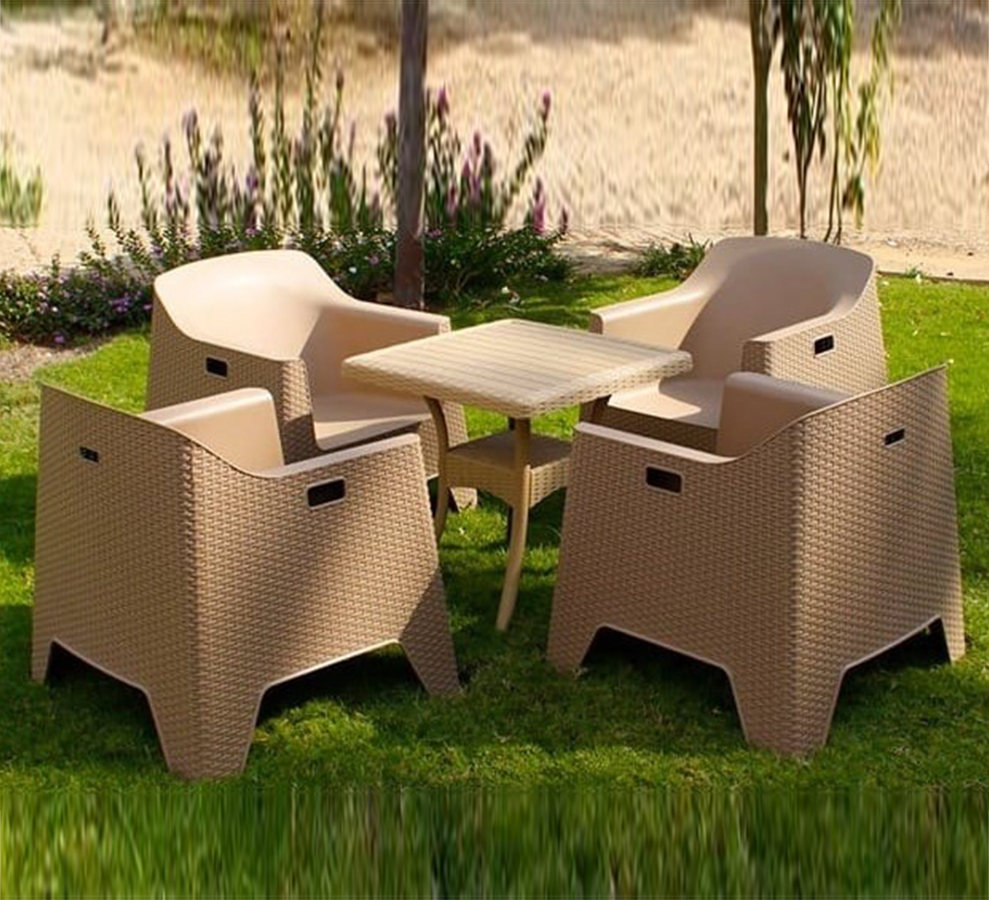 Beige rattan set, stylish, and comfortable, and perfect for the garden - Vitrine Furniture - Outdoor Products