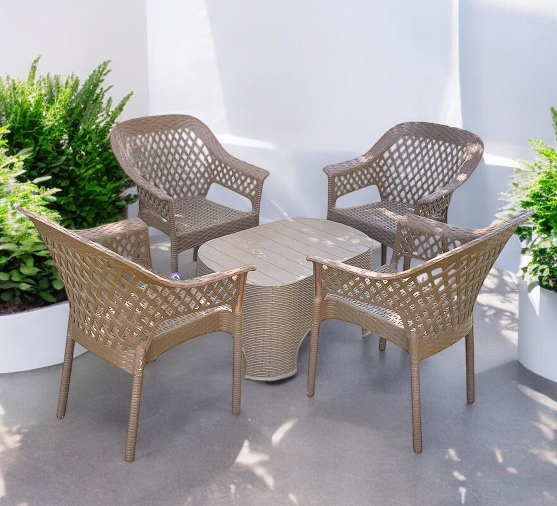 Beige rattan set, stylish, comfortable, and ideal for gardens - Vitrine Furniture - Outdoor Products