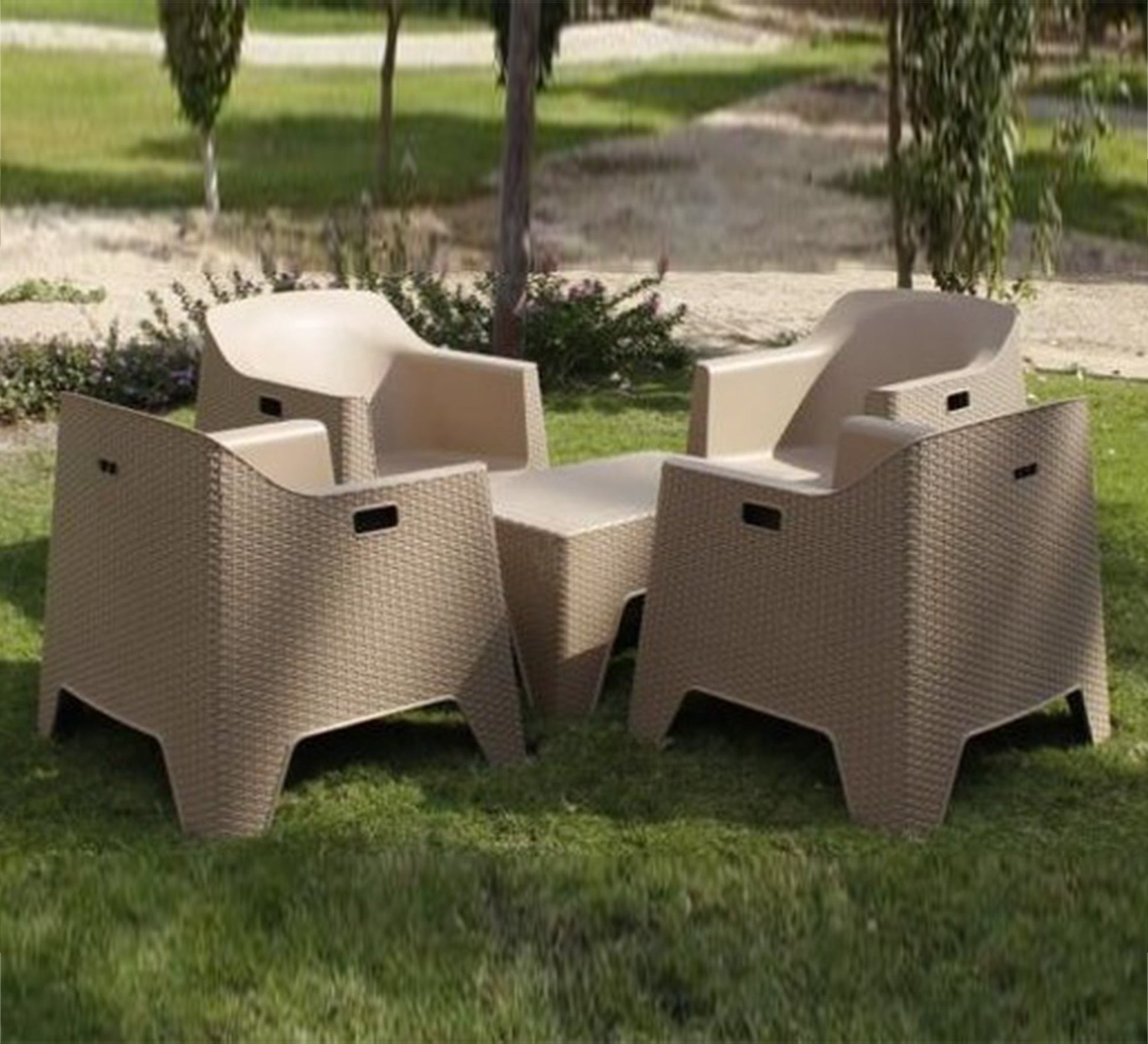Beige rattan set, stylish, comfortable, and perfect for the patio - Vitrine Furniture - Outdoor Products