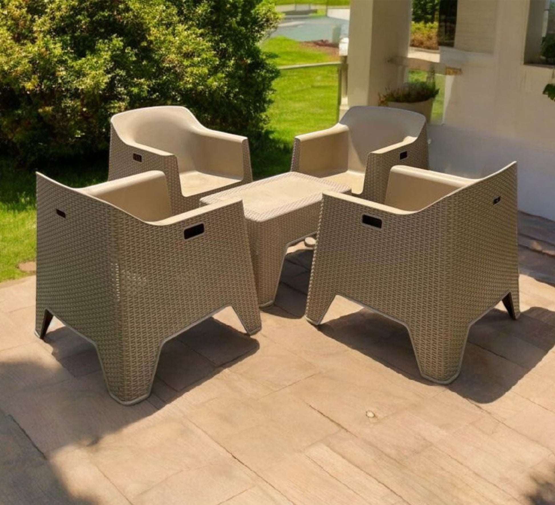 Beige rattan set, stylish, comfortable, and perfect for the patio - Vitrine Furniture - Outdoor Products