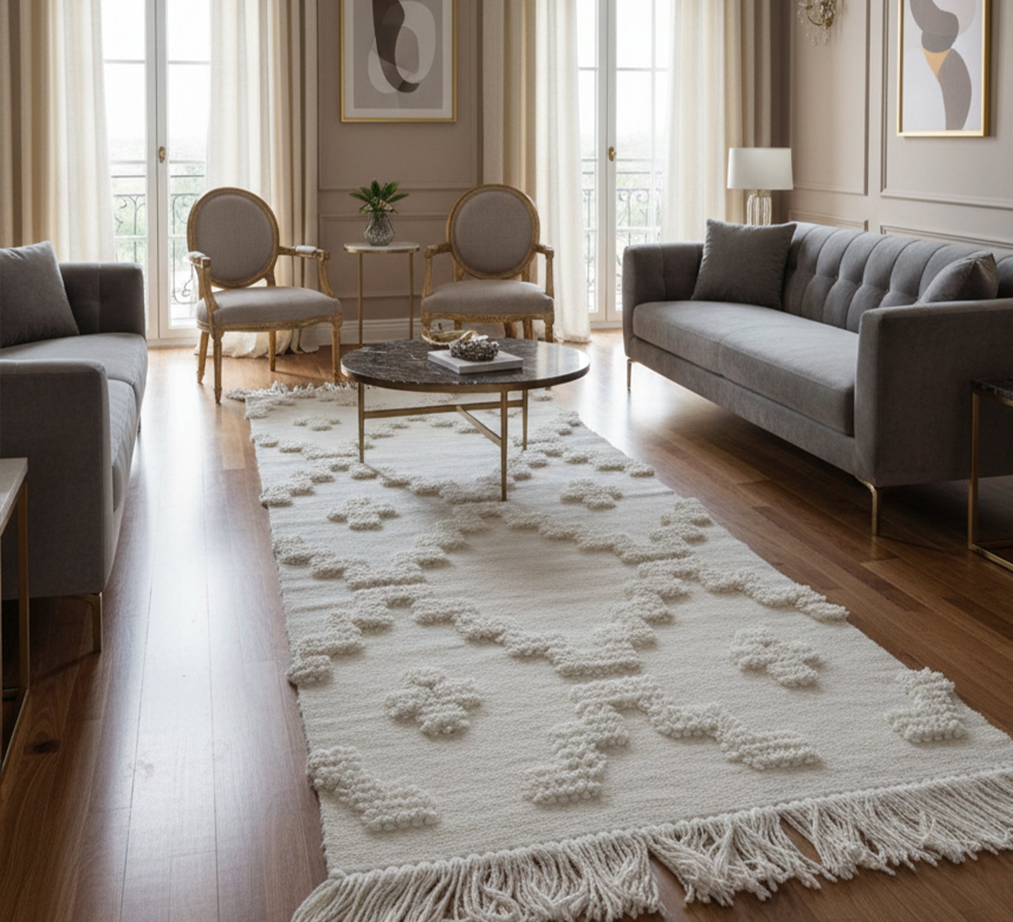 Beige rug with attractive classic geometric patterns - Vitrine Furniture - Accessories