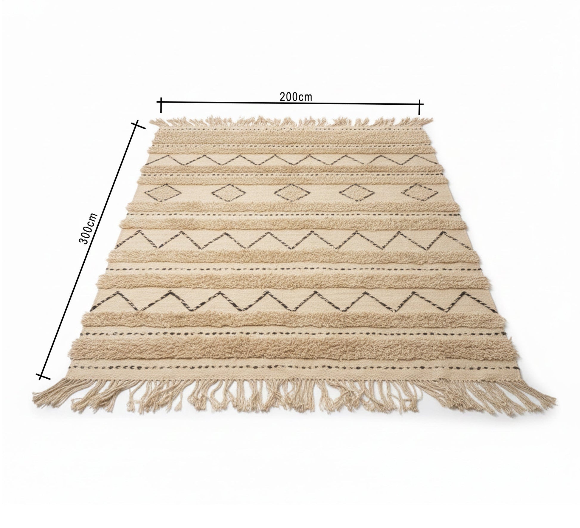 Beige rug with distinctive ethnic raised patterns - Vitrine Furniture - Accessories