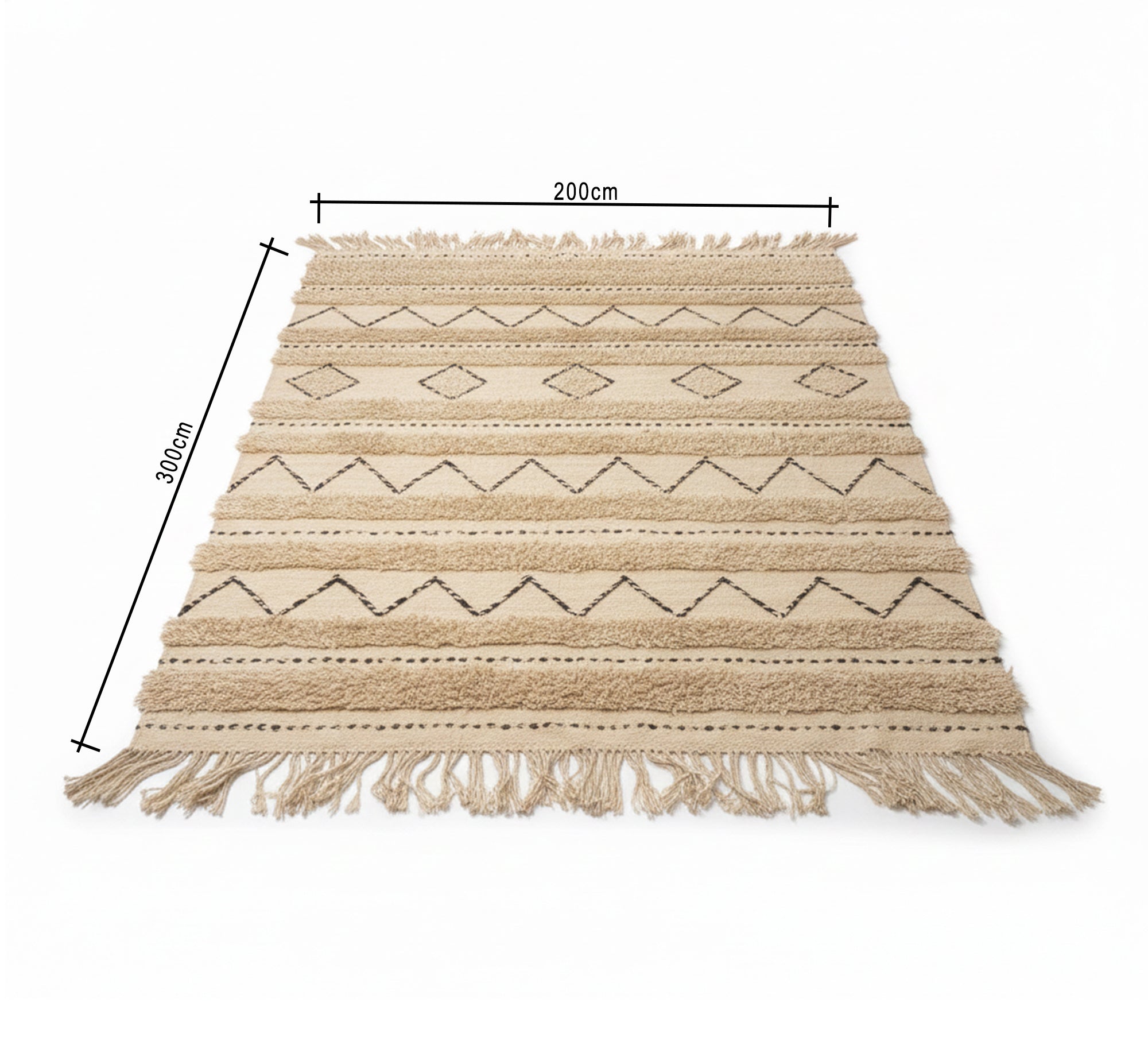 Beige rug with distinctive ethnic raised patterns - Vitrine Furniture - Accessories