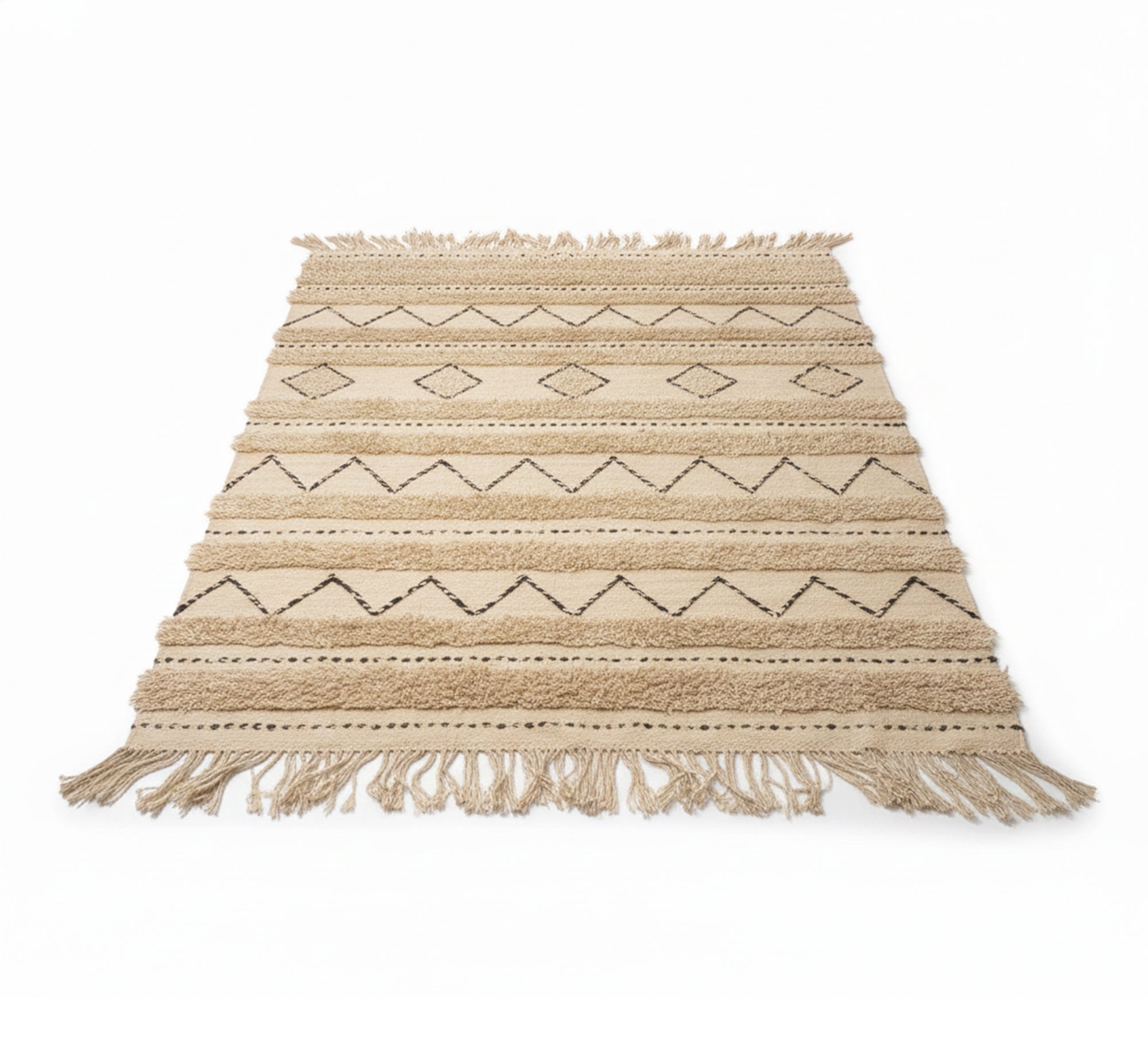 Beige rug with distinctive ethnic raised patterns - Vitrine Furniture - Accessories