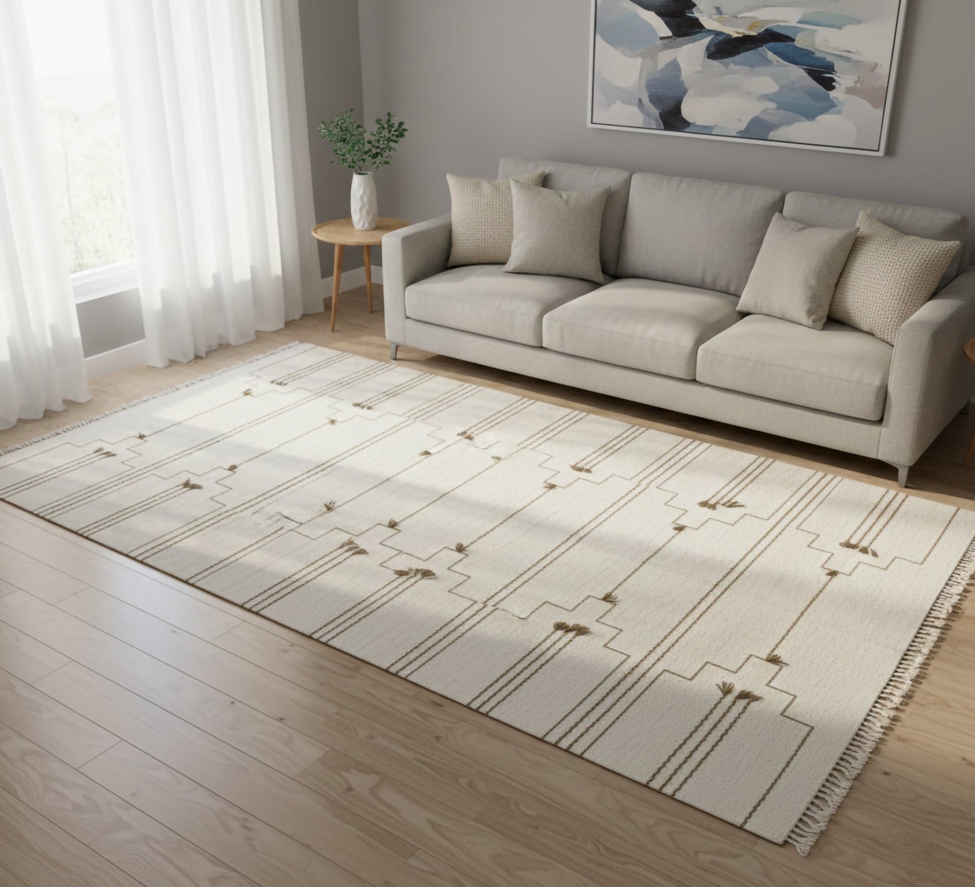 Beige rug with distinctive geometric patterns - Vitrine Furniture - Accessories