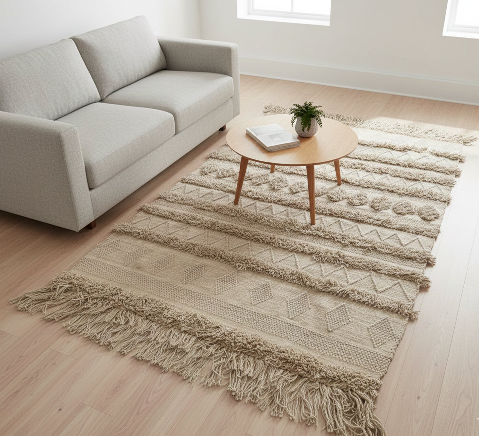 Beige rug with elegant embossed patterns - Vitrine Furniture - Accessories
