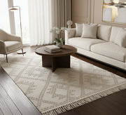 Beige rustic rug with a soft geometric diamond pattern - Vitrine Furniture - Accessories