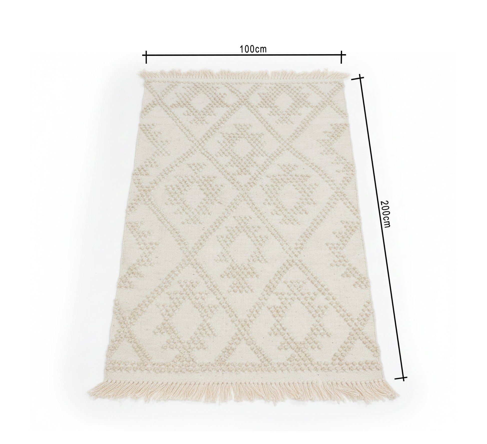Beige rustic rug with a soft geometric diamond pattern - Vitrine Furniture - Accessories