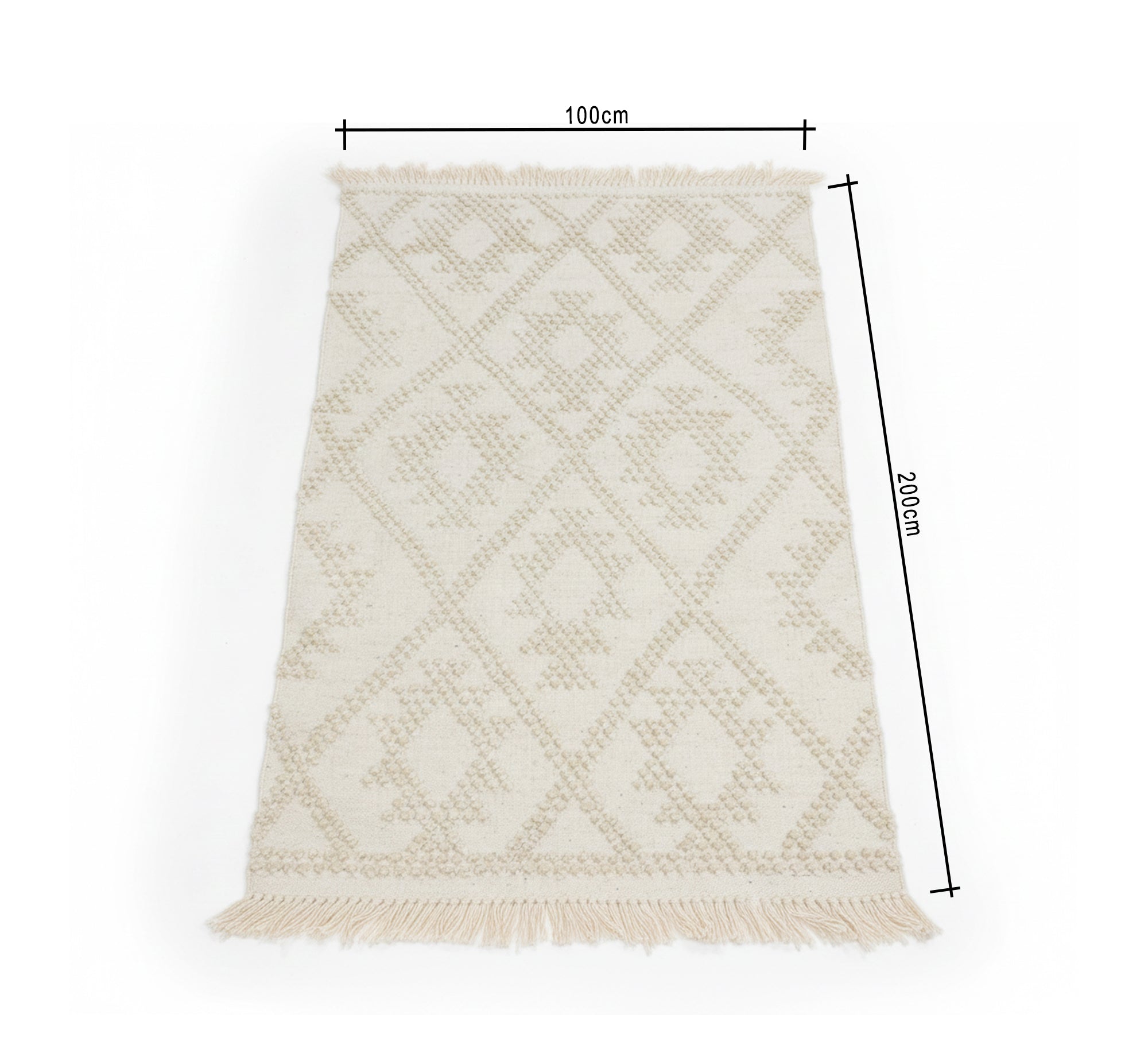 Beige rustic rug with a soft geometric diamond pattern - Vitrine Furniture - Accessories