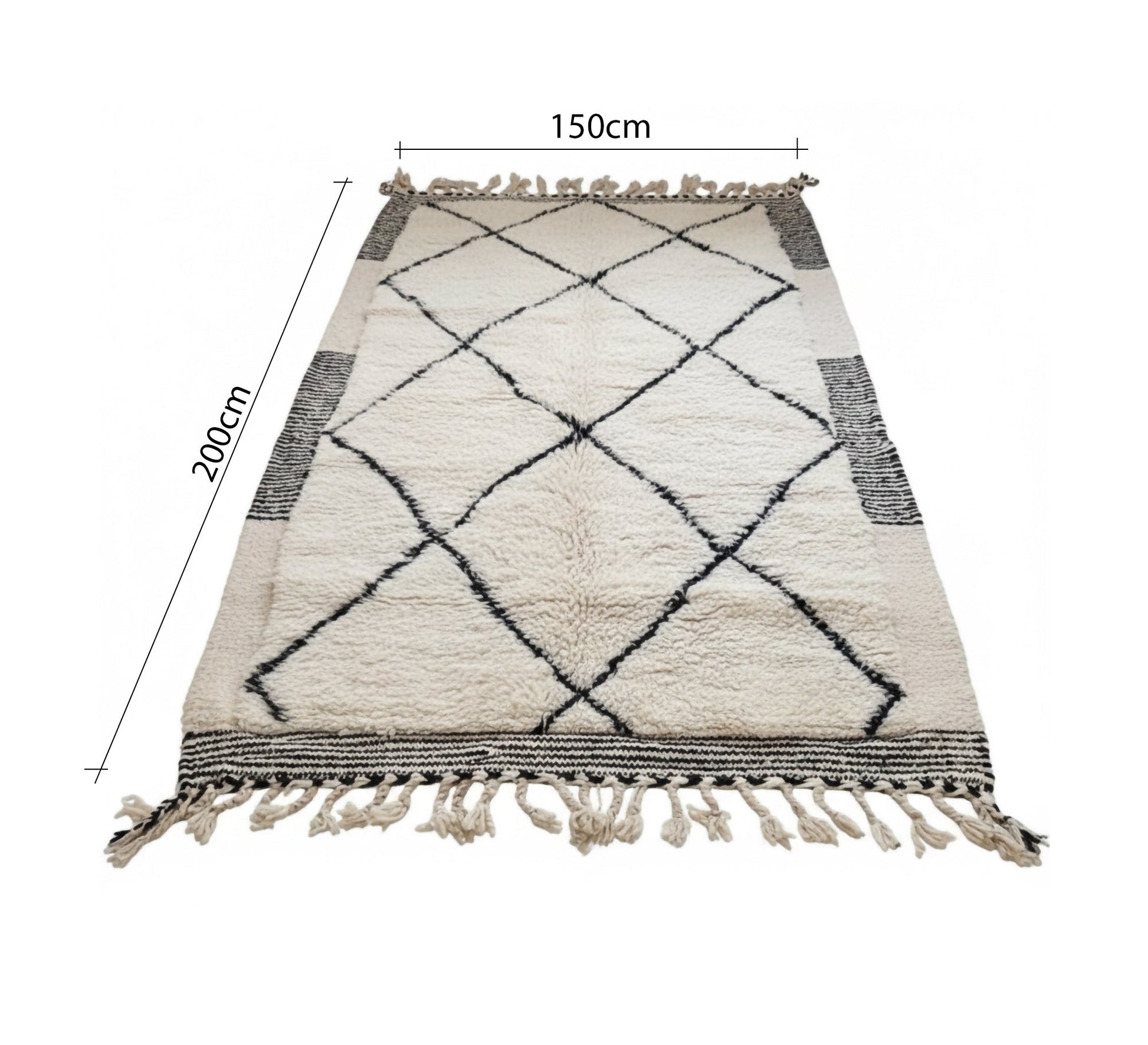 Beige rustic rug with horizontal diamond patterns and stripes - Vitrine Furniture - Accessories
