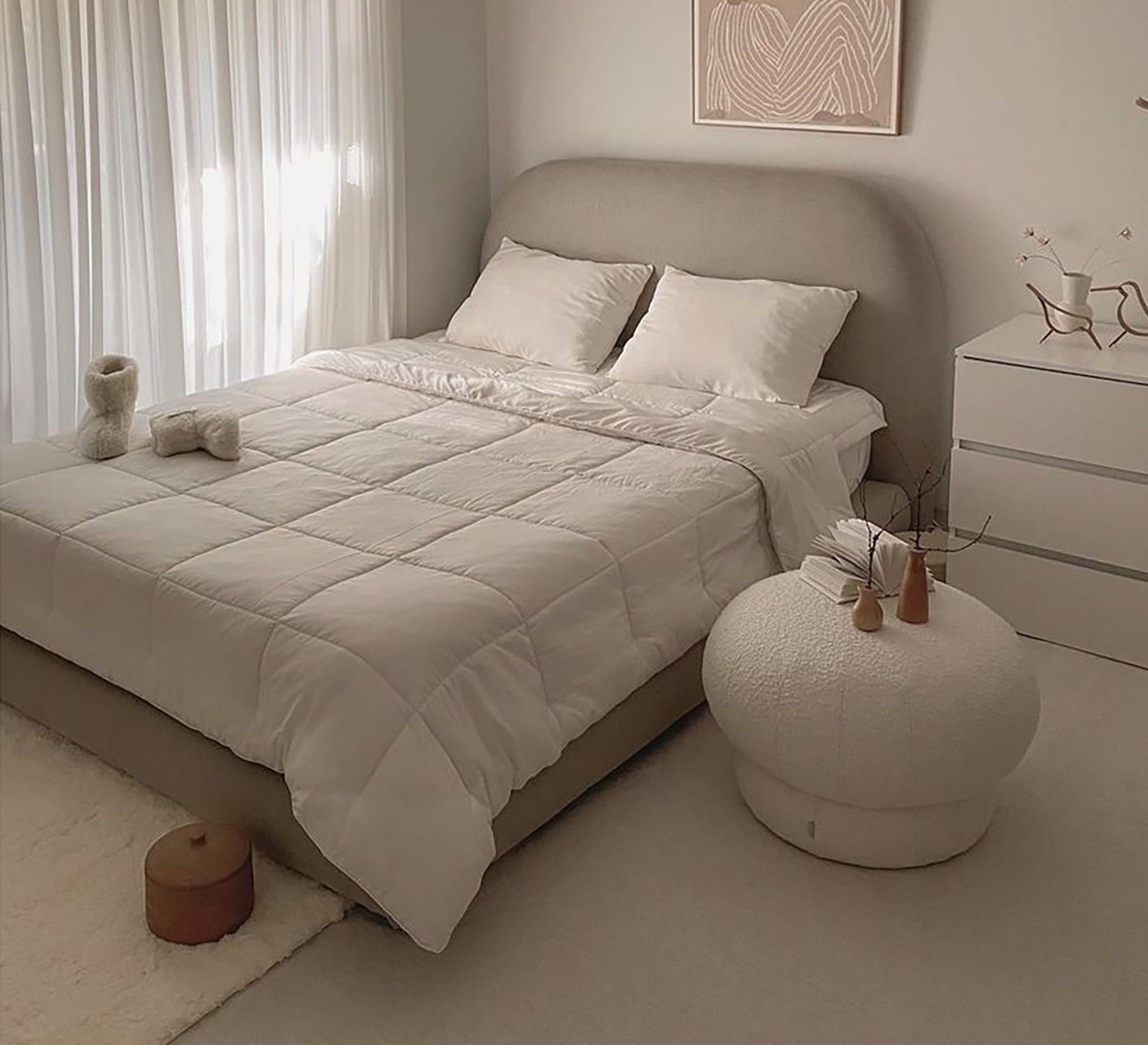 Beige single bed - Vitrine Furniture - Furniture