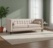 Beige sofa with capotonite beads in the back - Vitrine Furniture - Living room Sofas