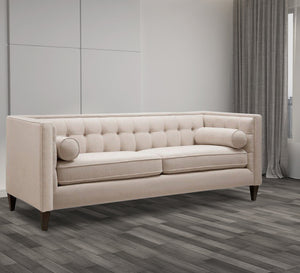 Beige sofa with capotonite beads in the back - Vitrine Furniture - Living room Sofas