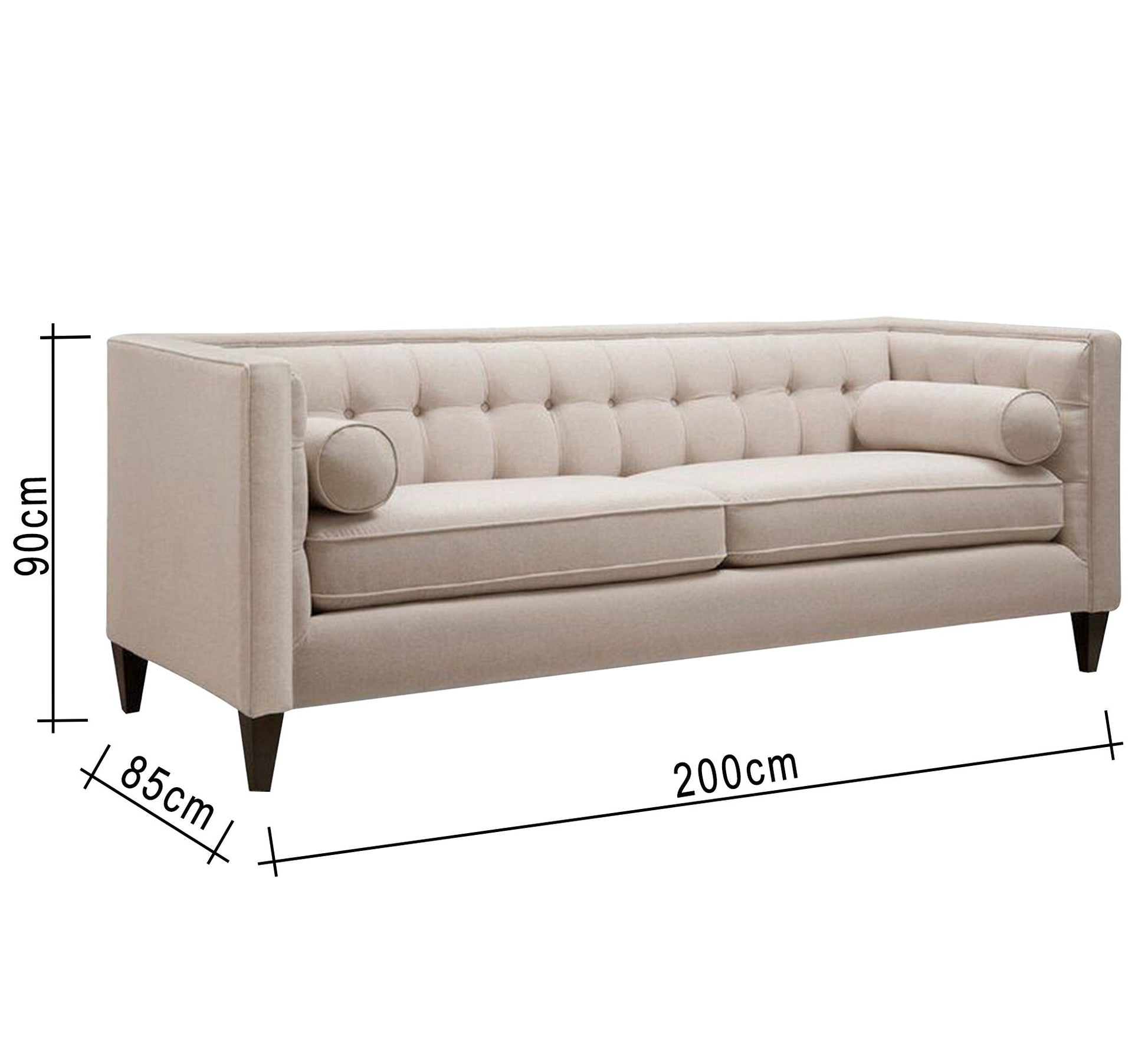 Beige sofa with capotonite beads in the back - Vitrine Furniture - Living room Sofas