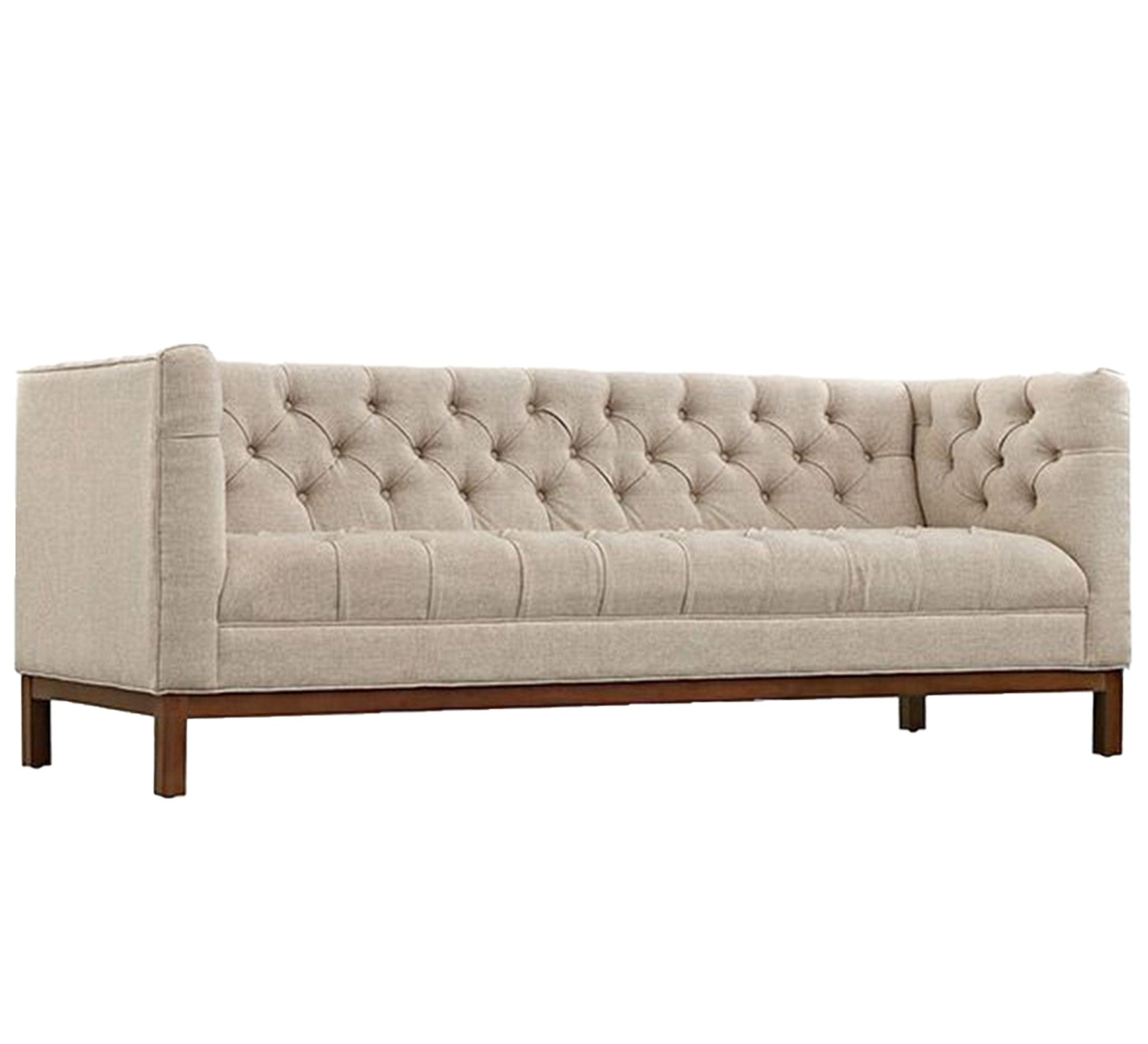 Beige sofa with capotonite grains on the back and the handle - Vitrine Furniture - Living room Sofas