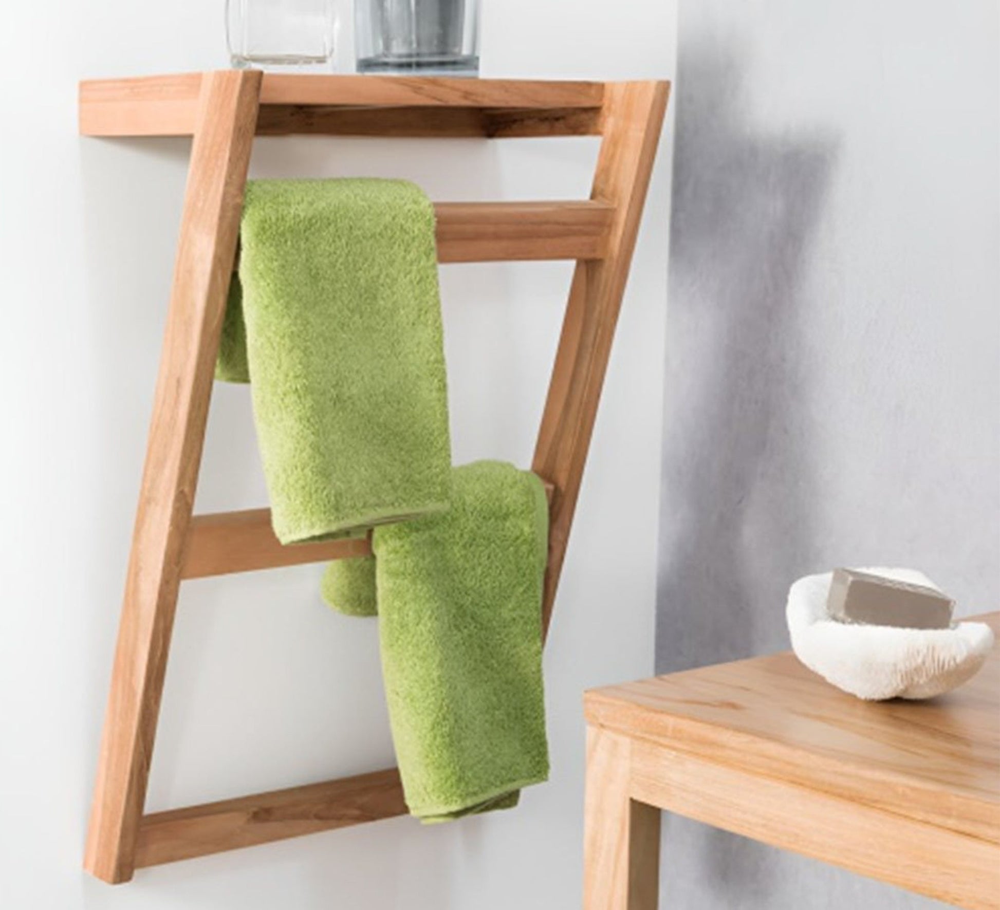 Beige Swedish Wood Towel Holder - Vitrine Furniture - Furniture