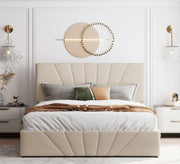 Beige upholstery king size bed - Vitrine Furniture - Furniture