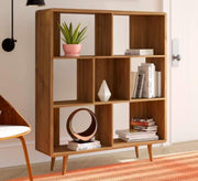 Beige veneer wood bookshelf - Vitrine Furniture - Furniture
