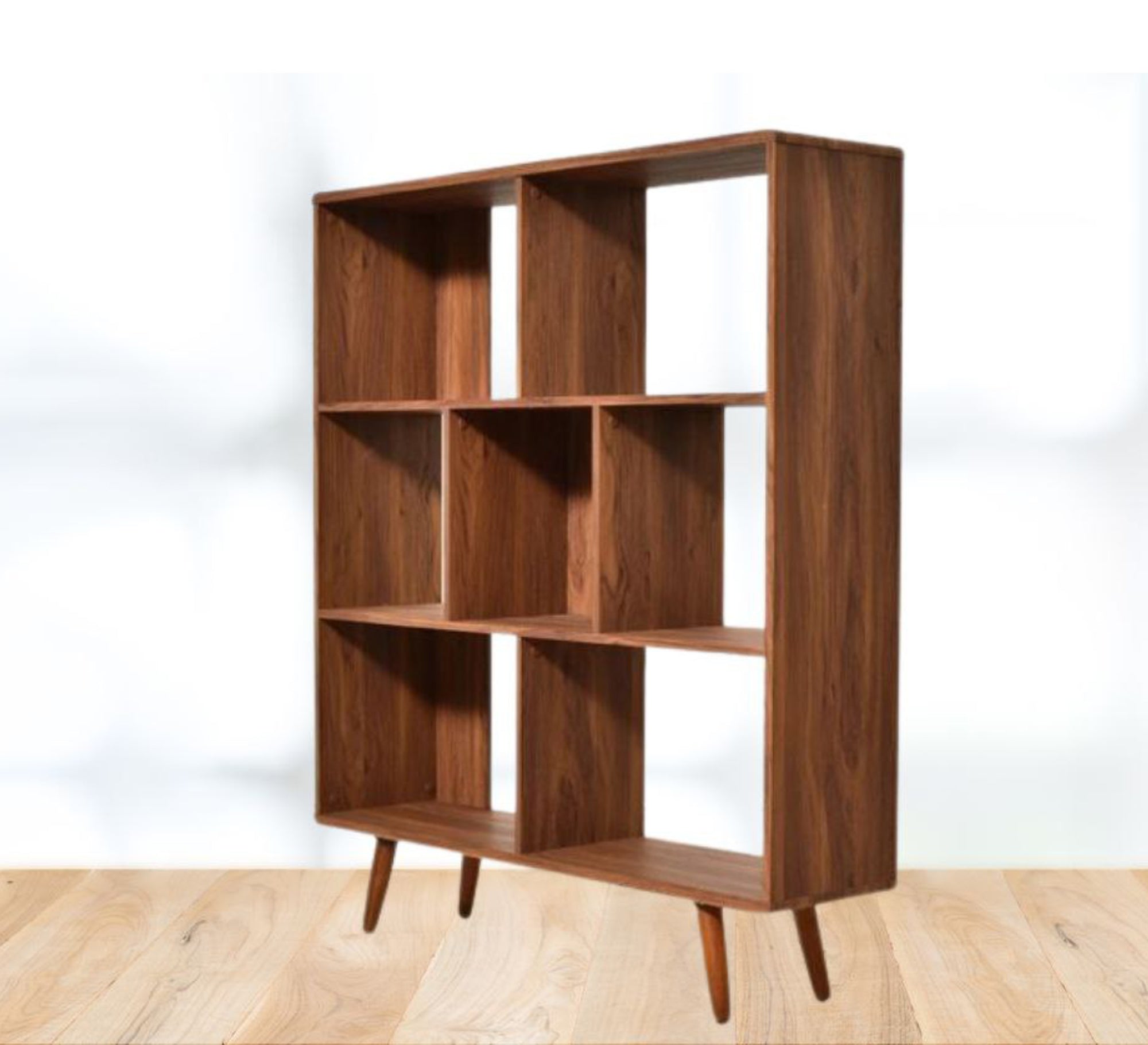 Beige veneer wood bookshelf - Vitrine Furniture - Furniture