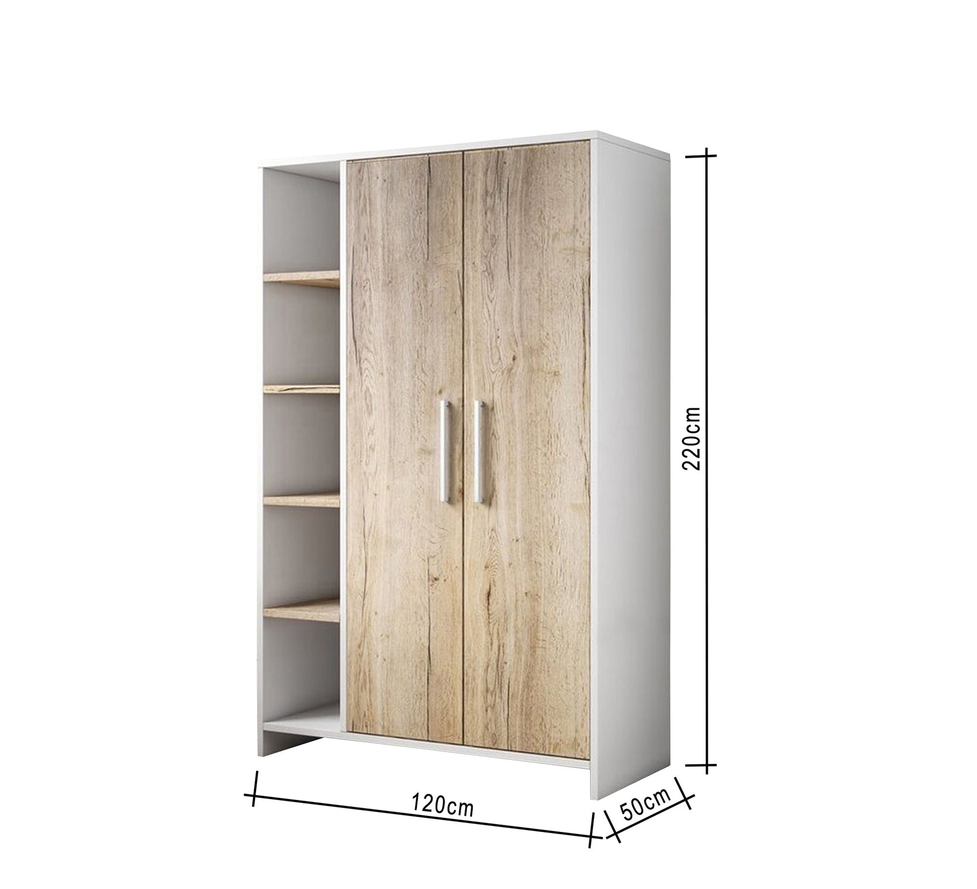 Beige & White Elegance Wardrobe with External Shelves Added - Vitrine Furniture - Furniture