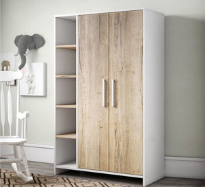 Beige & White Elegance Wardrobe with External Shelves Added - Vitrine Furniture - Furniture