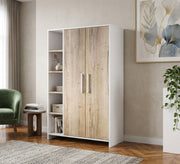 Beige & White Elegance Wardrobe with External Shelves Added - Vitrine Furniture - Wardrobes