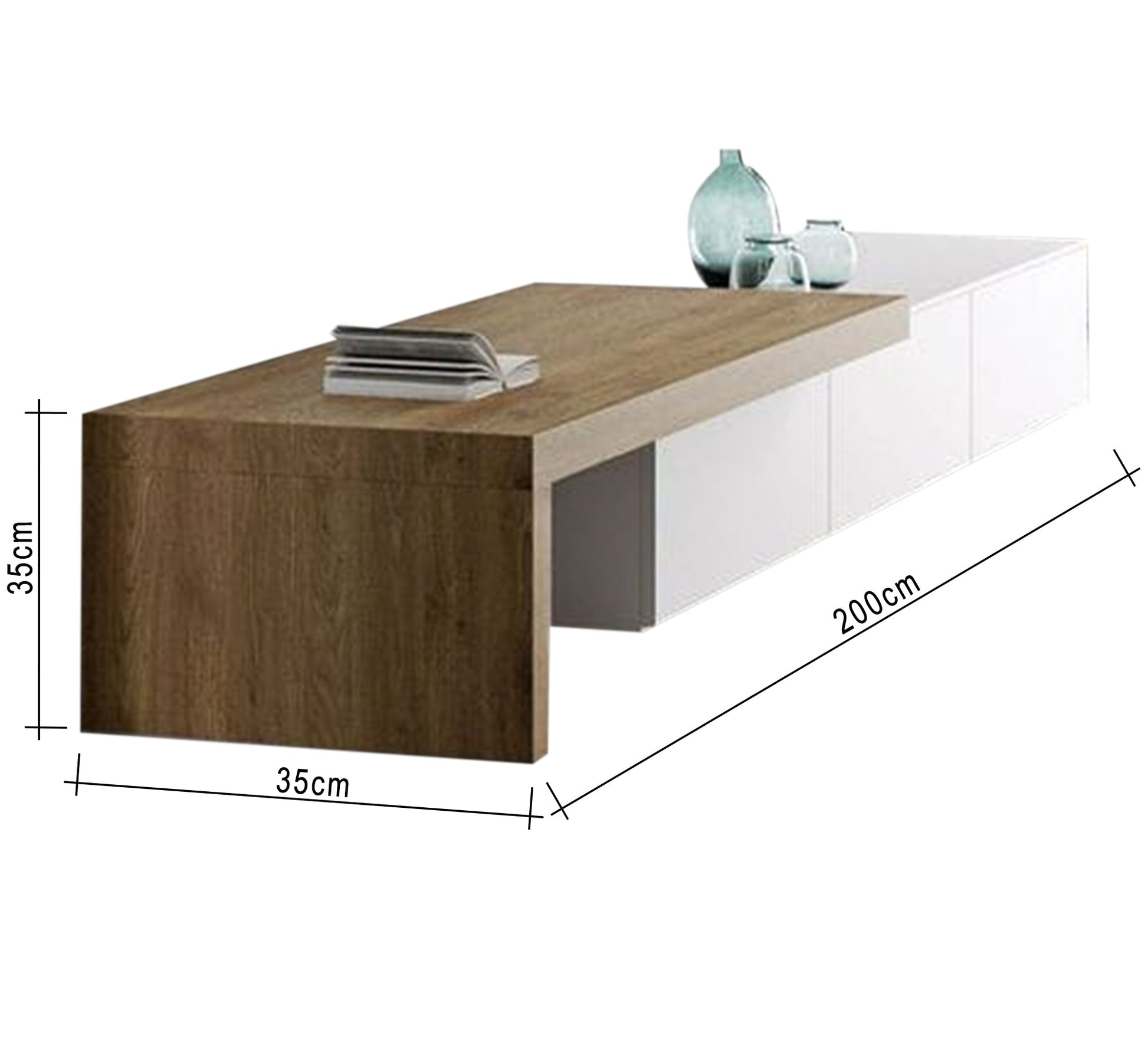Beige wood and white TV unit - Vitrine Furniture - Furniture