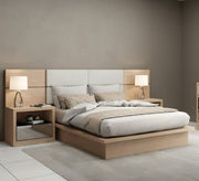 Beige wooden bed - Vitrine Furniture - Furniture
