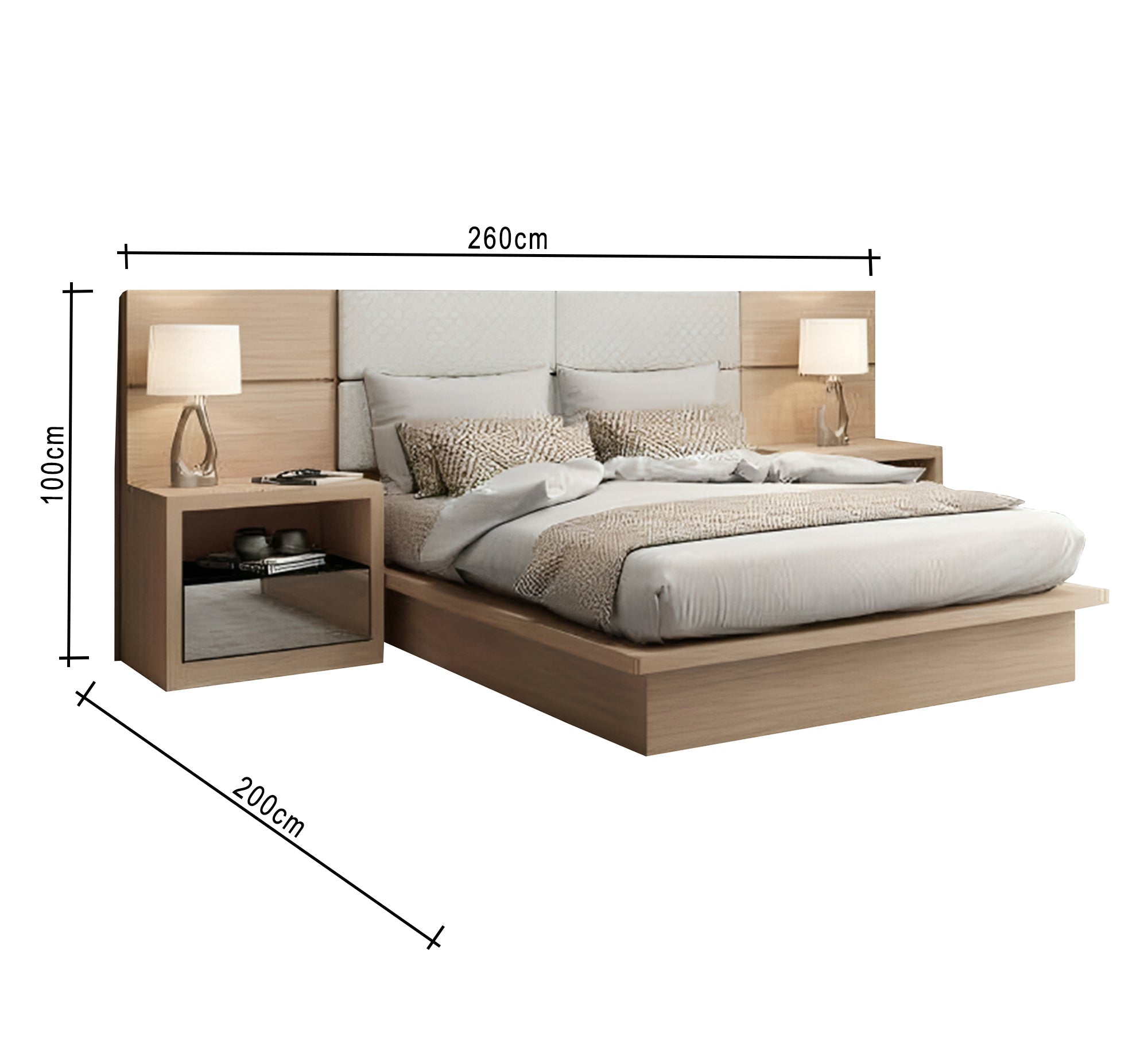 Beige wooden bed - Vitrine Furniture - Furniture