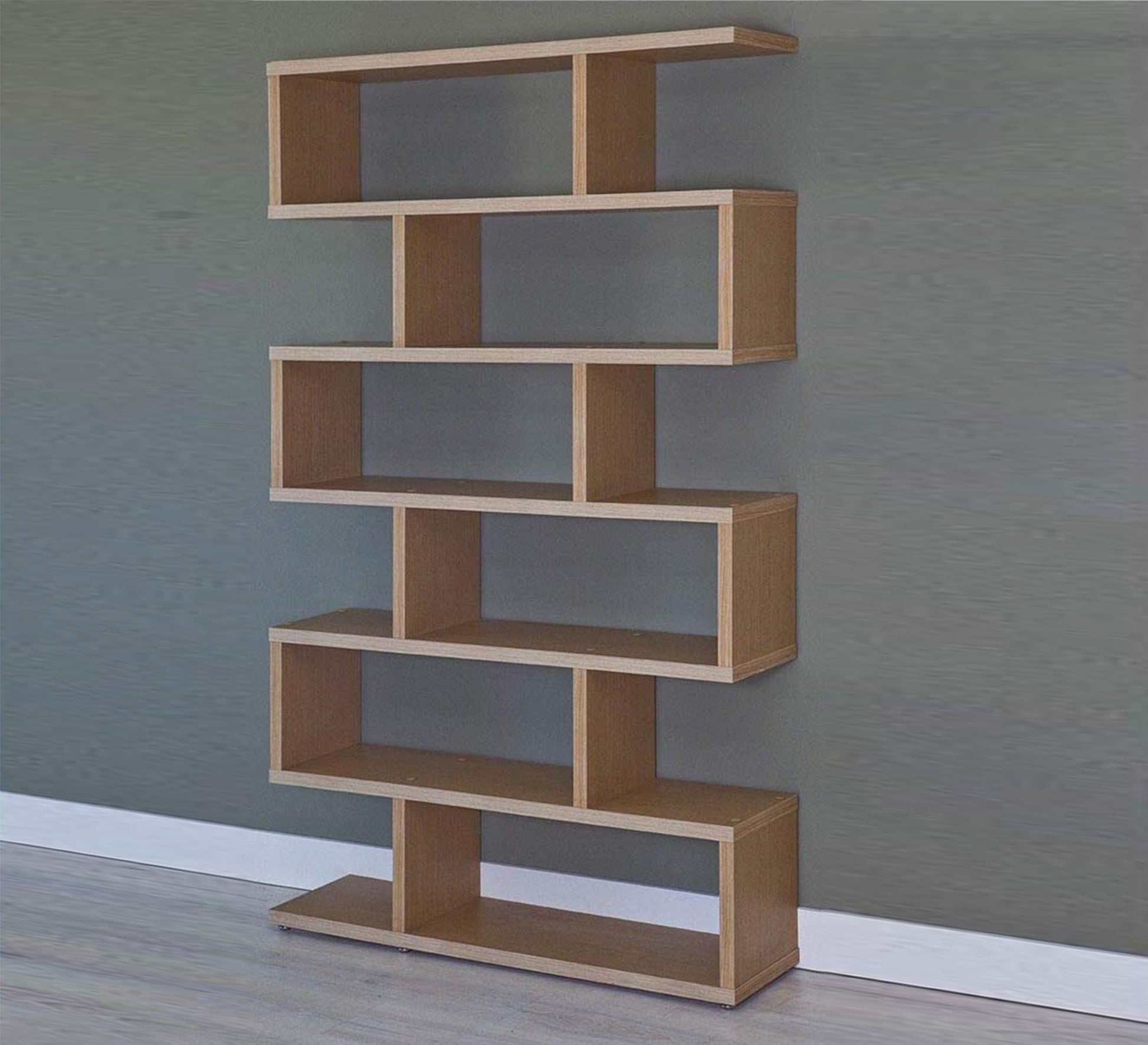 Beige Wooden Bookcase - Vitrine Furniture - Furniture