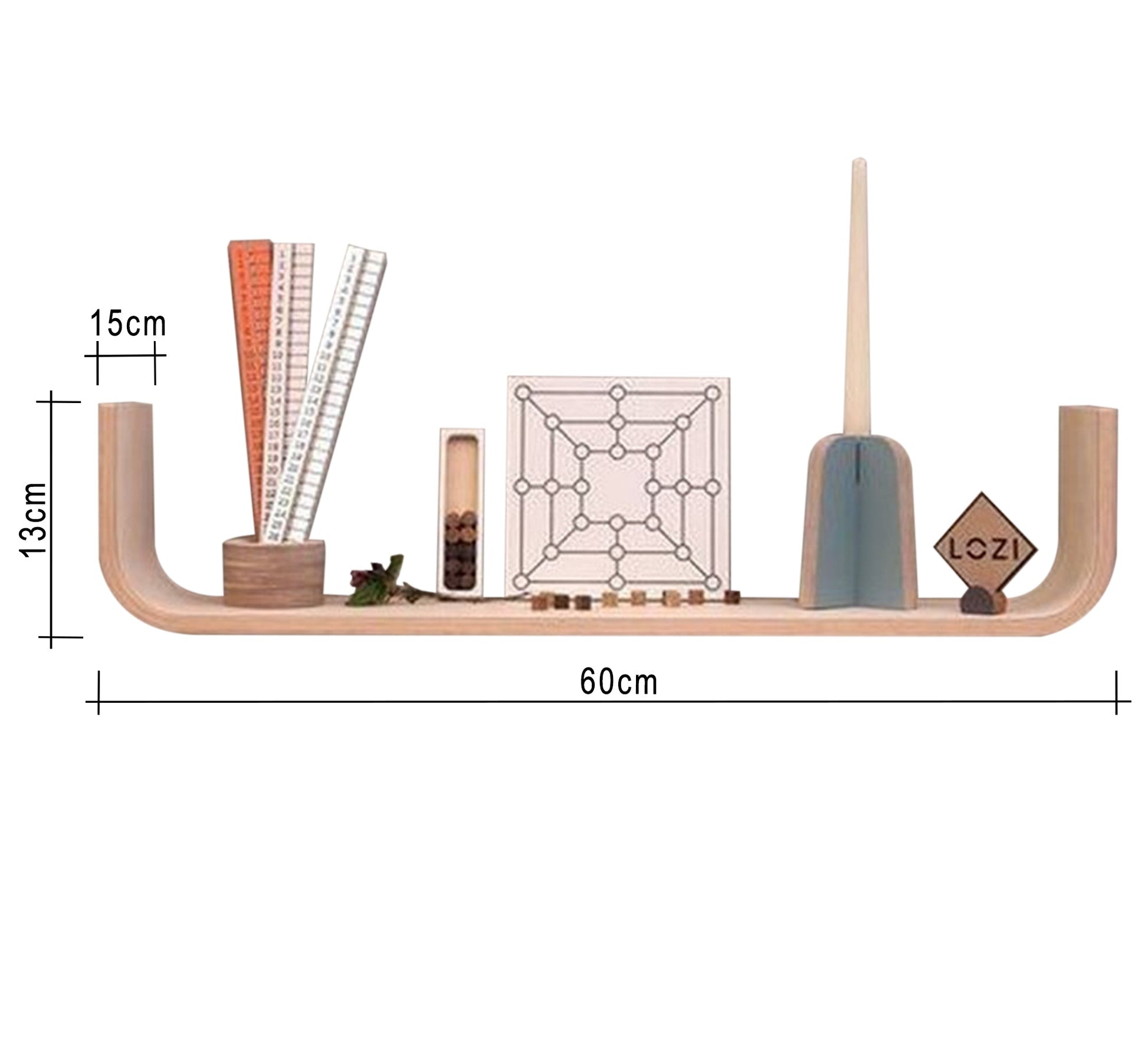Beige Wooden Decorative Shelf - Vitrine Furniture - Décor