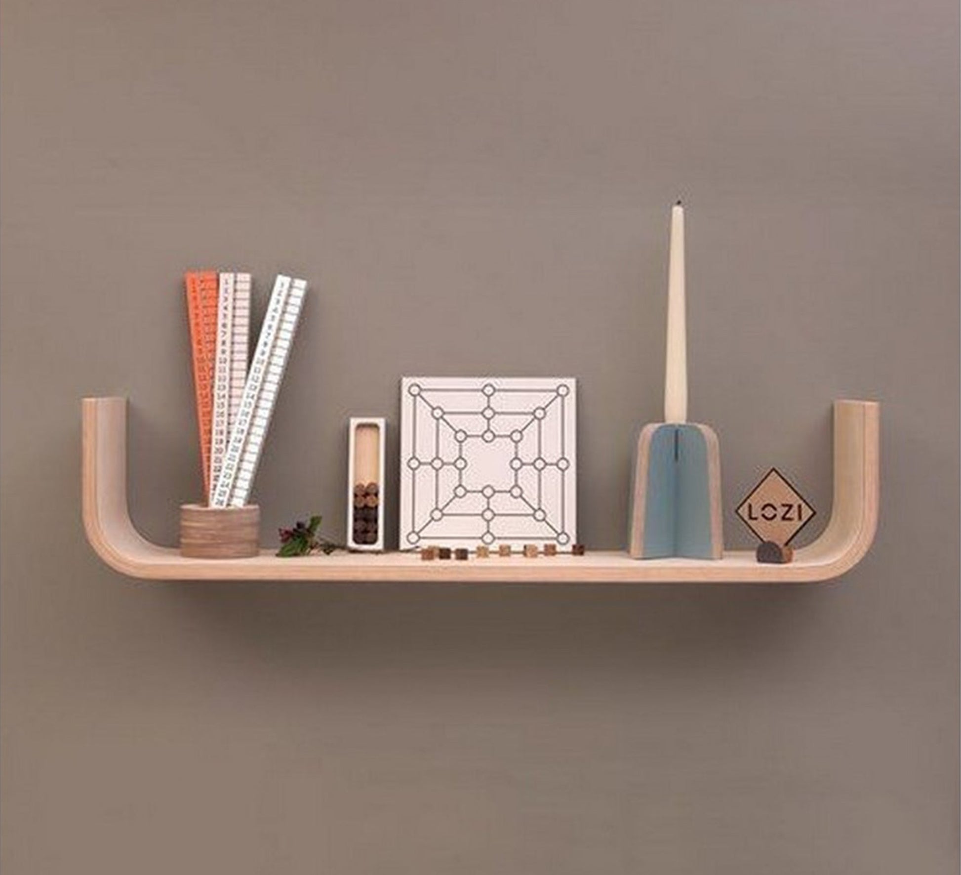 Beige Wooden Decorative Shelf - Vitrine Furniture - Décor