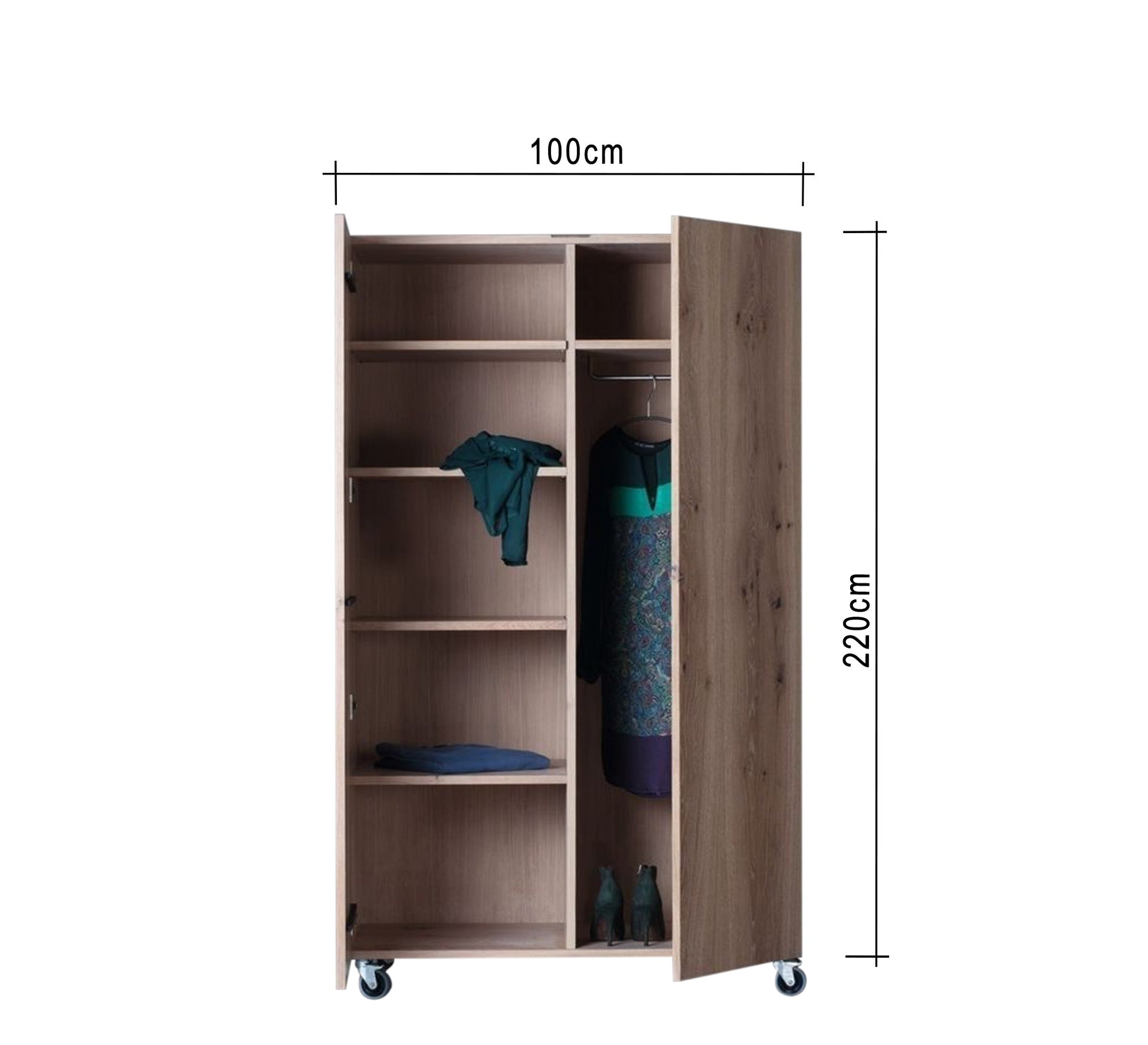 Beige Wooden Wardrobe Stylish & Mobile Storage - Vitrine Furniture - Furniture