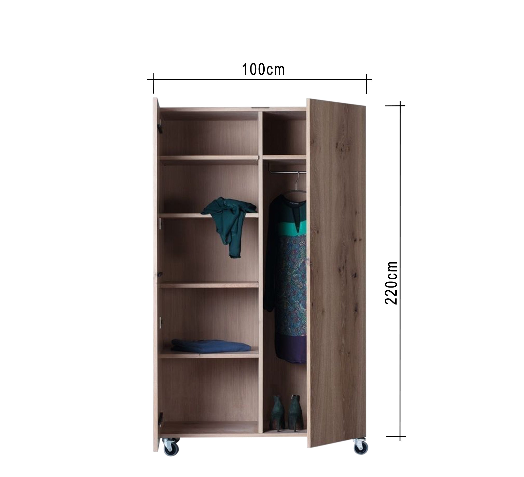 Beige Wooden Wardrobe Stylish & Mobile Storage - Vitrine Furniture - Furniture