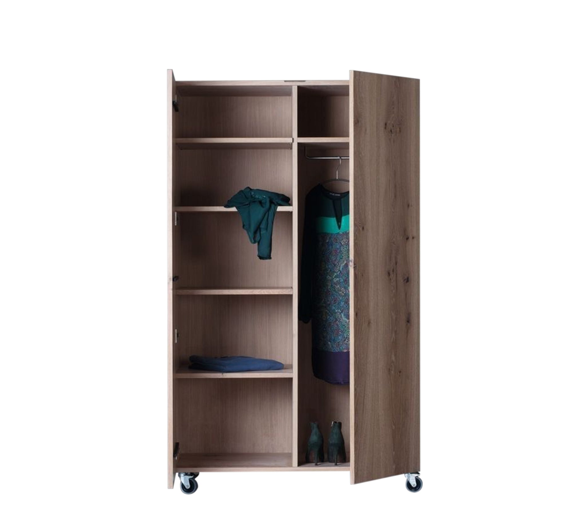 Beige Wooden Wardrobe Stylish & Mobile Storage - Vitrine Furniture - Furniture