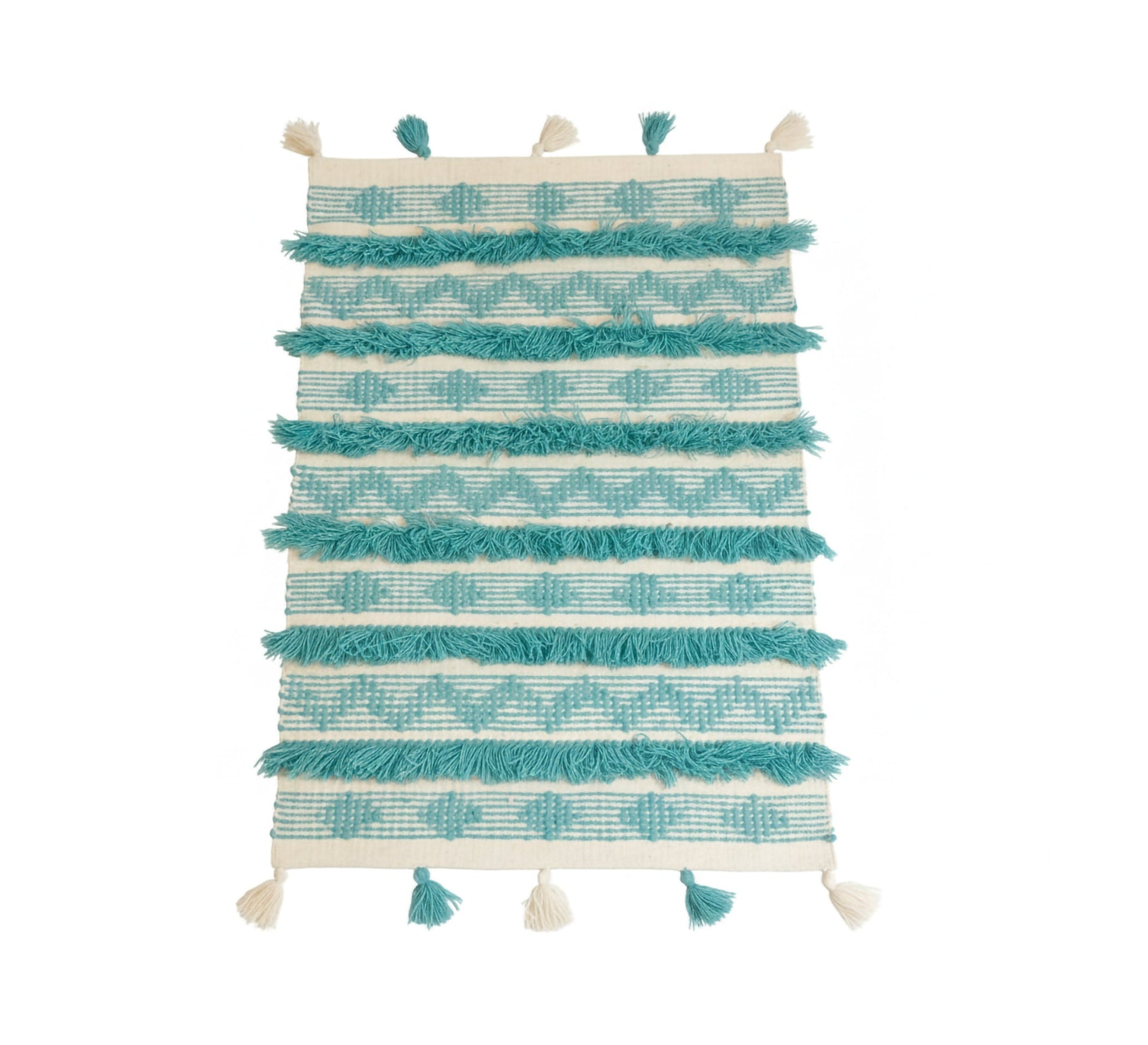 Beige woven rug with a light hexagonal diamond pattern - Vitrine Furniture - Accessories